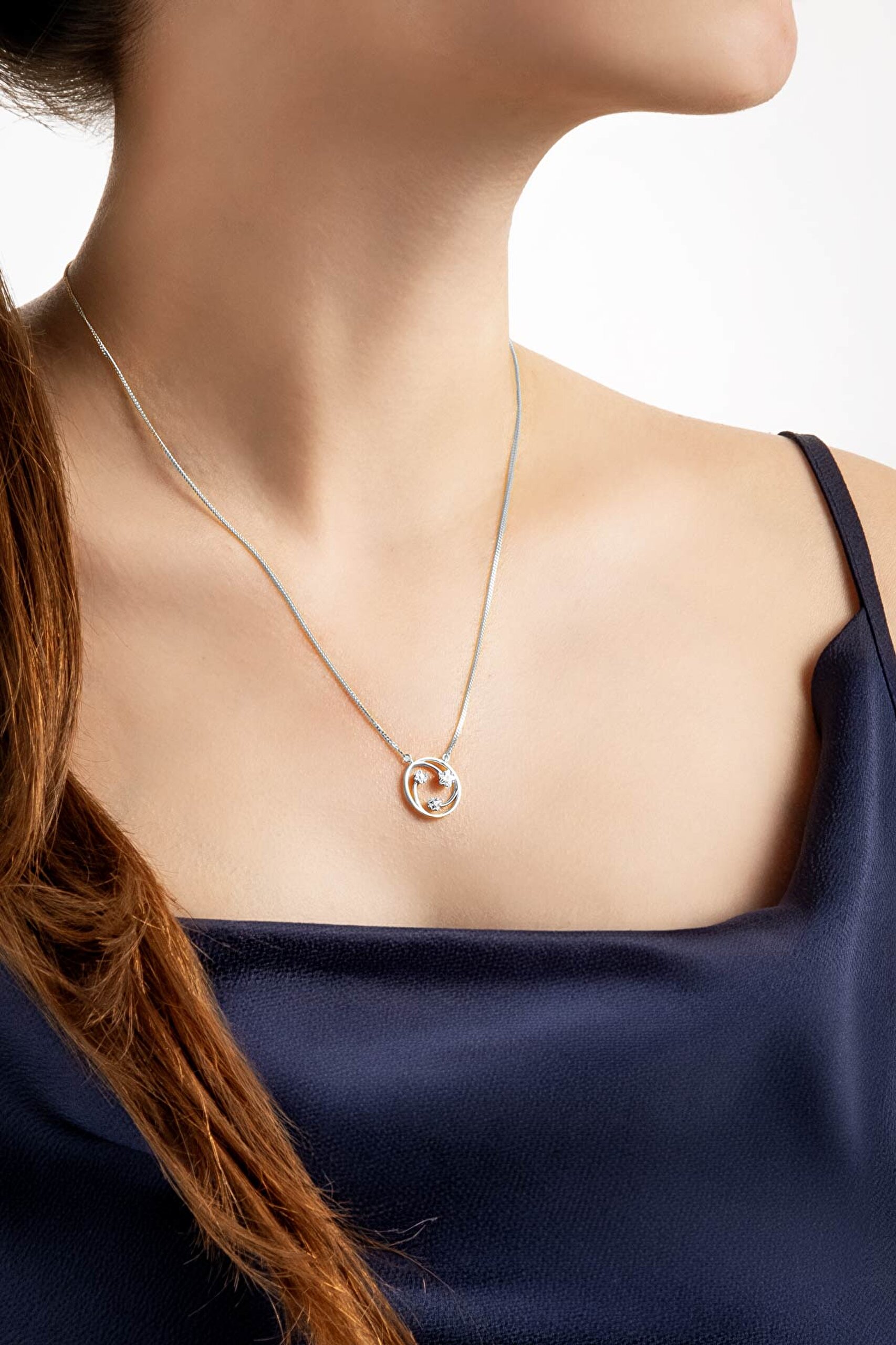 ⁠ Yıldızlar Geçidi 18 Ayar Beyaz Altın Kaplama 45 Cm Gümüş Kolye_3}