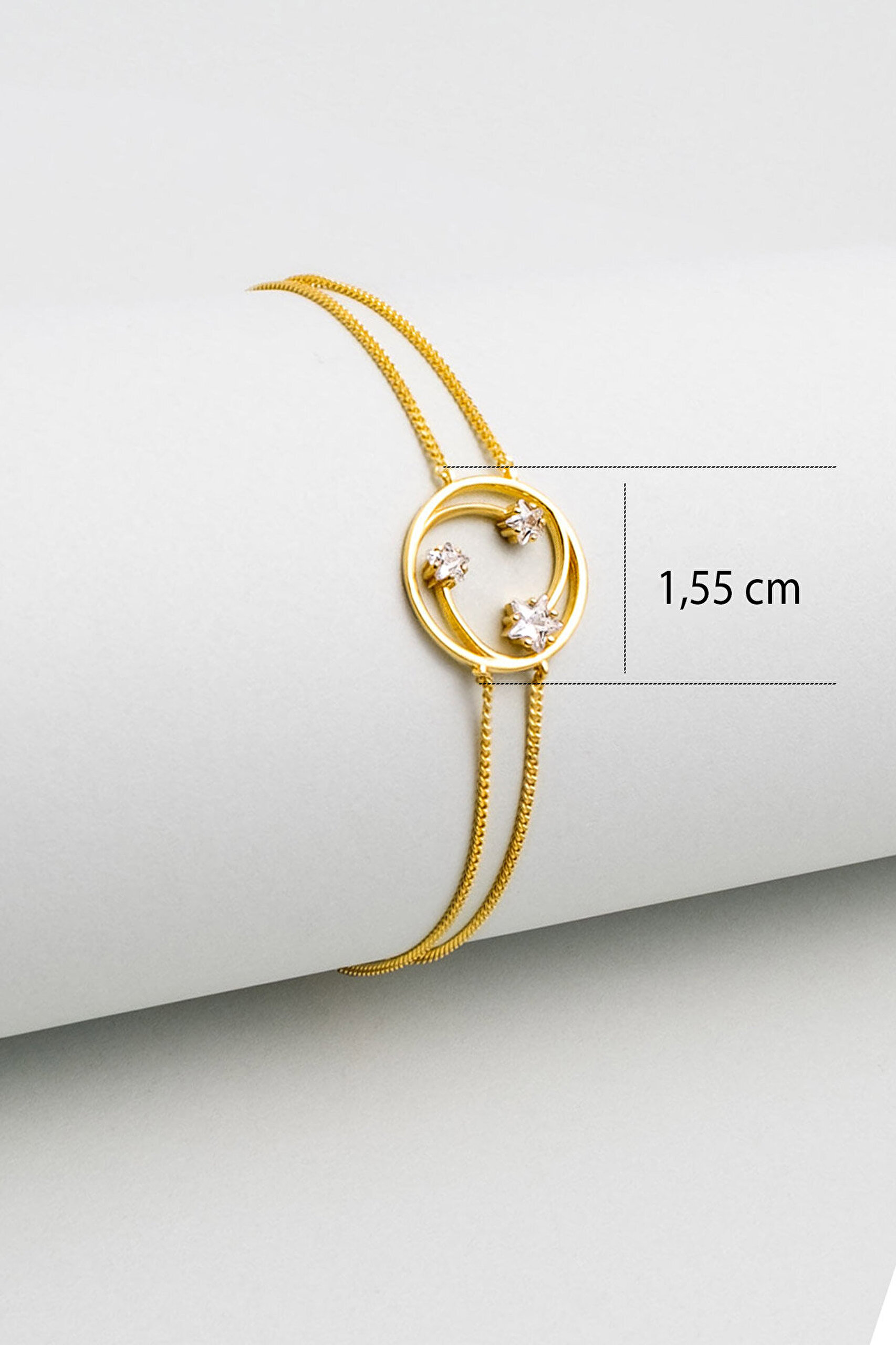 Yıldızlar Geçidi 18 Ayar Sarı Altın Kaplama 19 Cm Gümüş Bileklik - 2