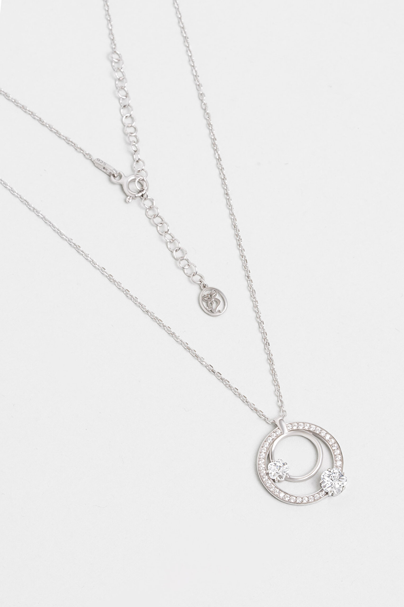 ⁠ Tutulma 18 Ayar Beyaz Altın Kaplama 44 Cm Gümüş Yıldız Kolye_0}