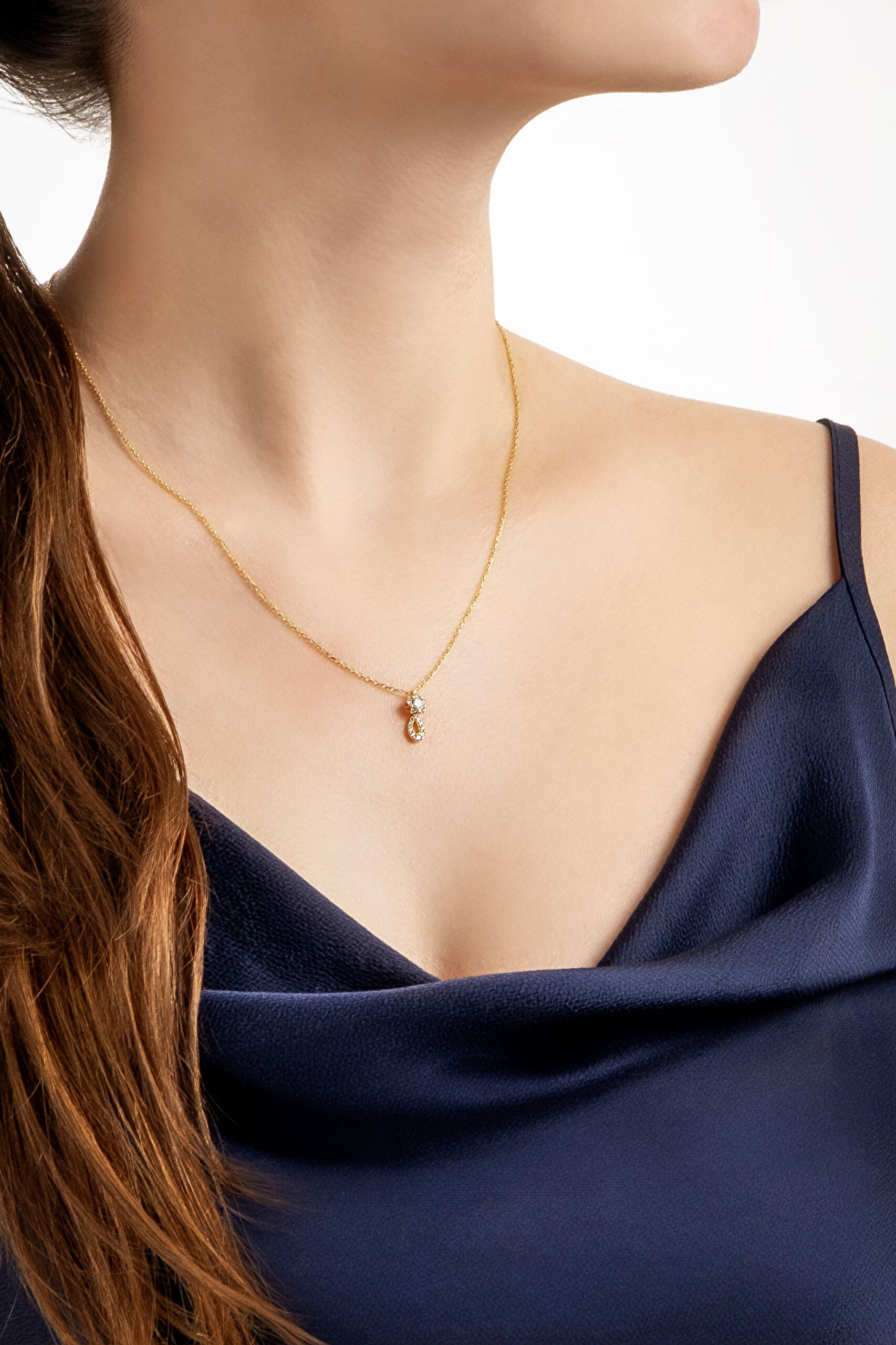 ⁠ Yıldız Tanrıçası 18 Ayar Sarı Altın Kaplama 45 Cm Gümüş Kolye_3}