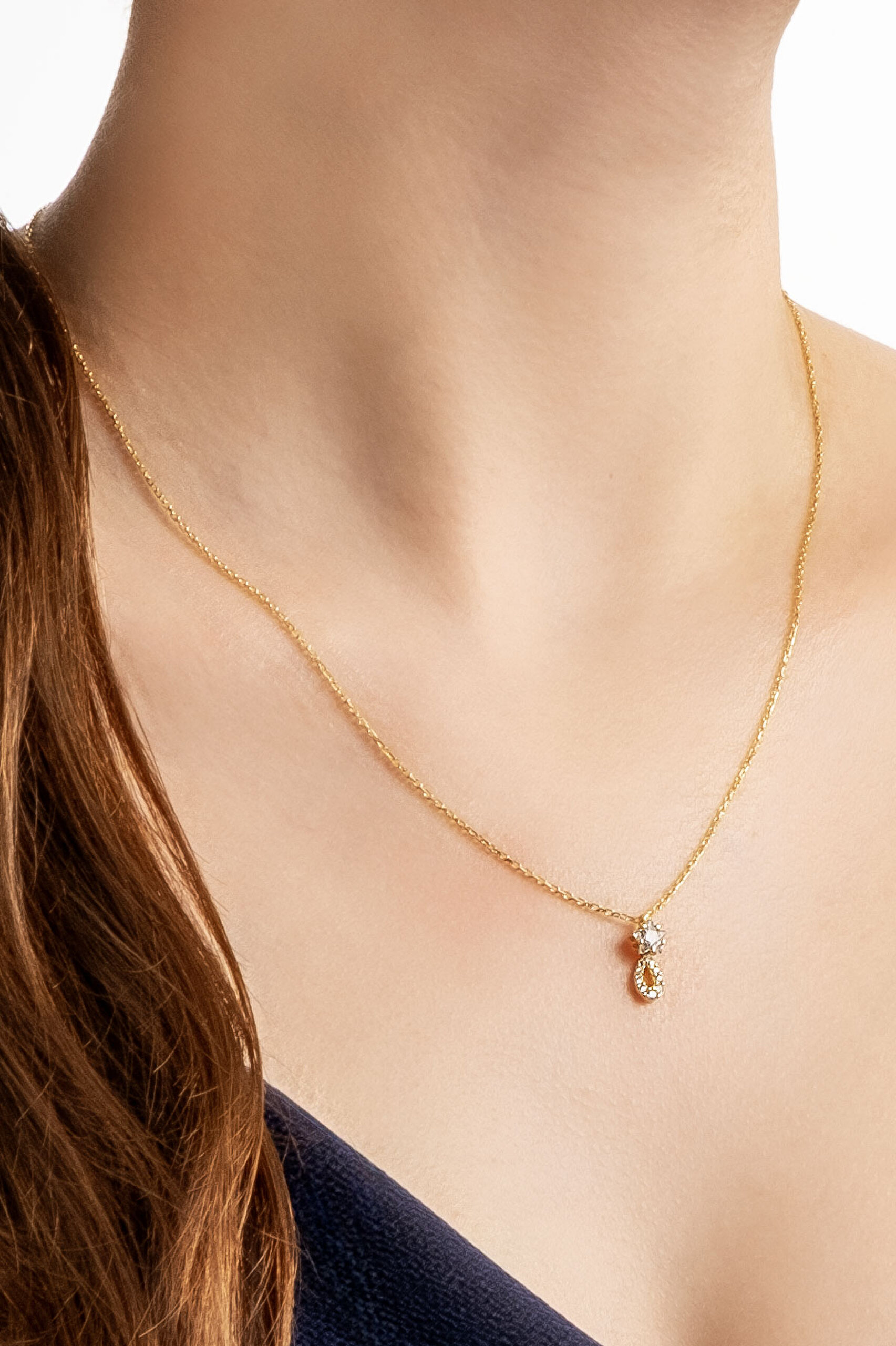 ⁠ Yıldız Tanrıçası 18 Ayar Sarı Altın Kaplama 45 Cm Gümüş Kolye_1}