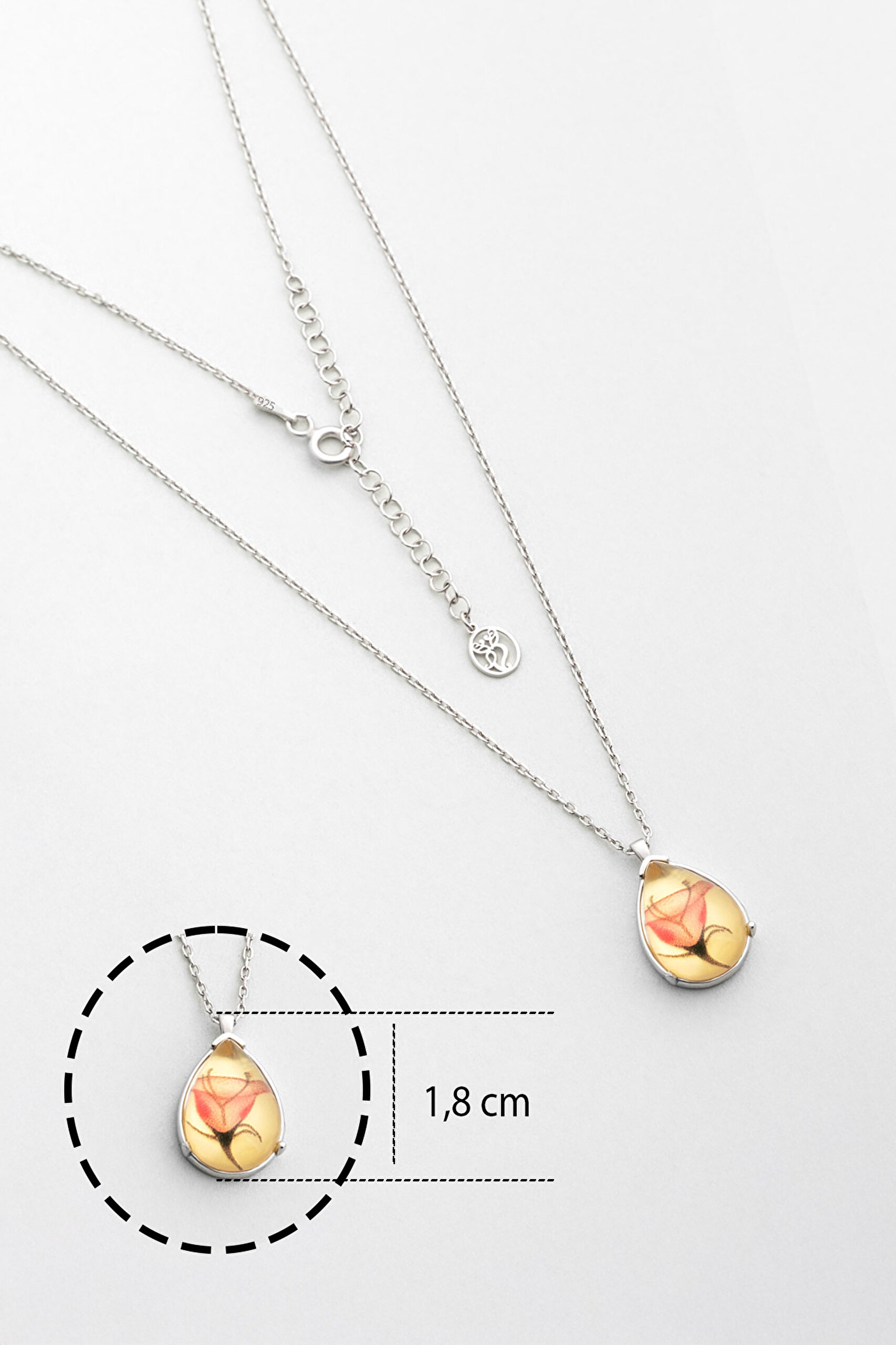 ⁠ Gelincik 18 Ayar Beyaz Altın Kaplama 44 Cm Gümüş Sedef Kolye_2}