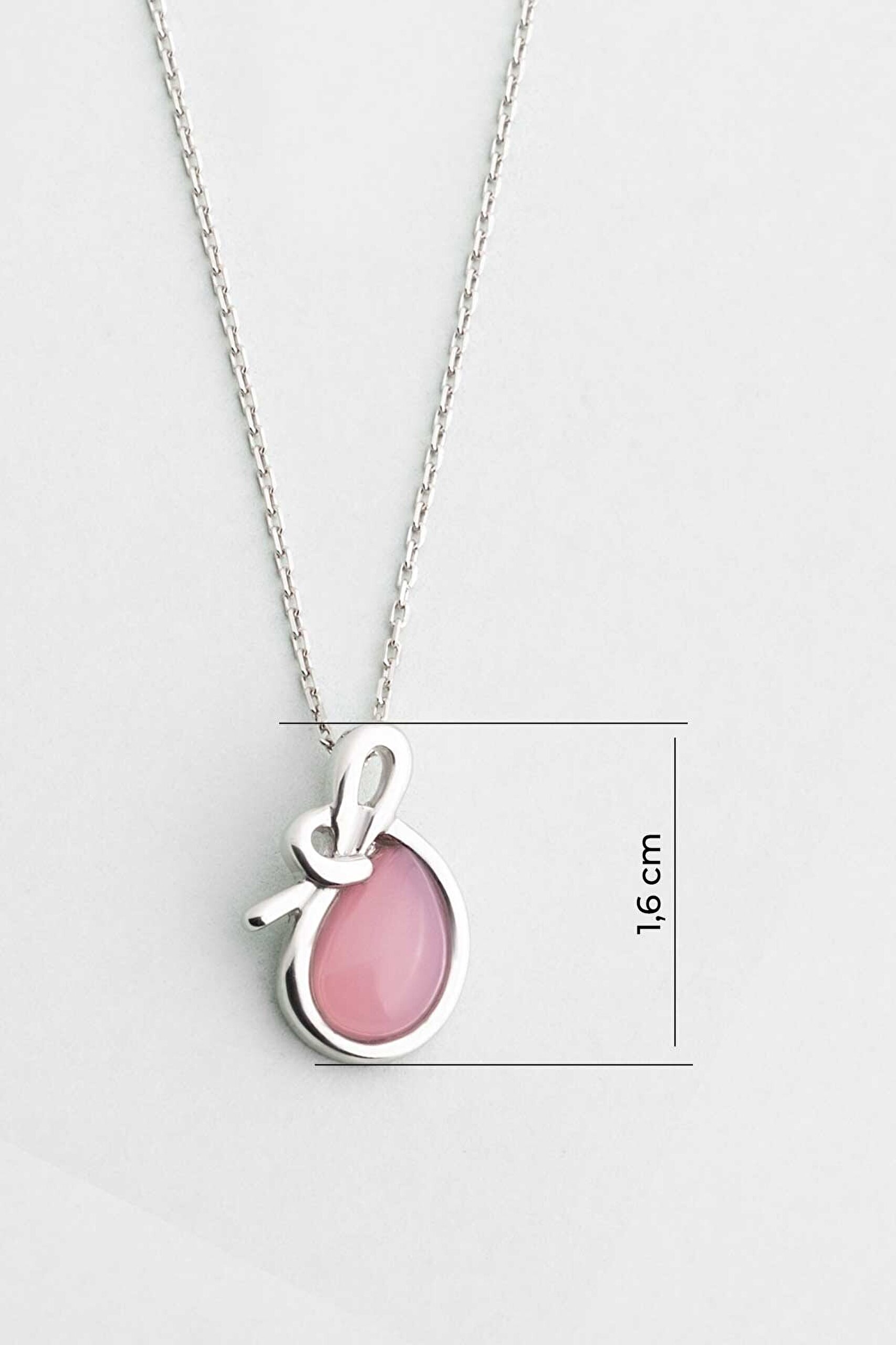 Kalsedon Parıltısı 18 Ayar Beyaz Altın Kaplama 43 Cm Gümüş Kolye - 2