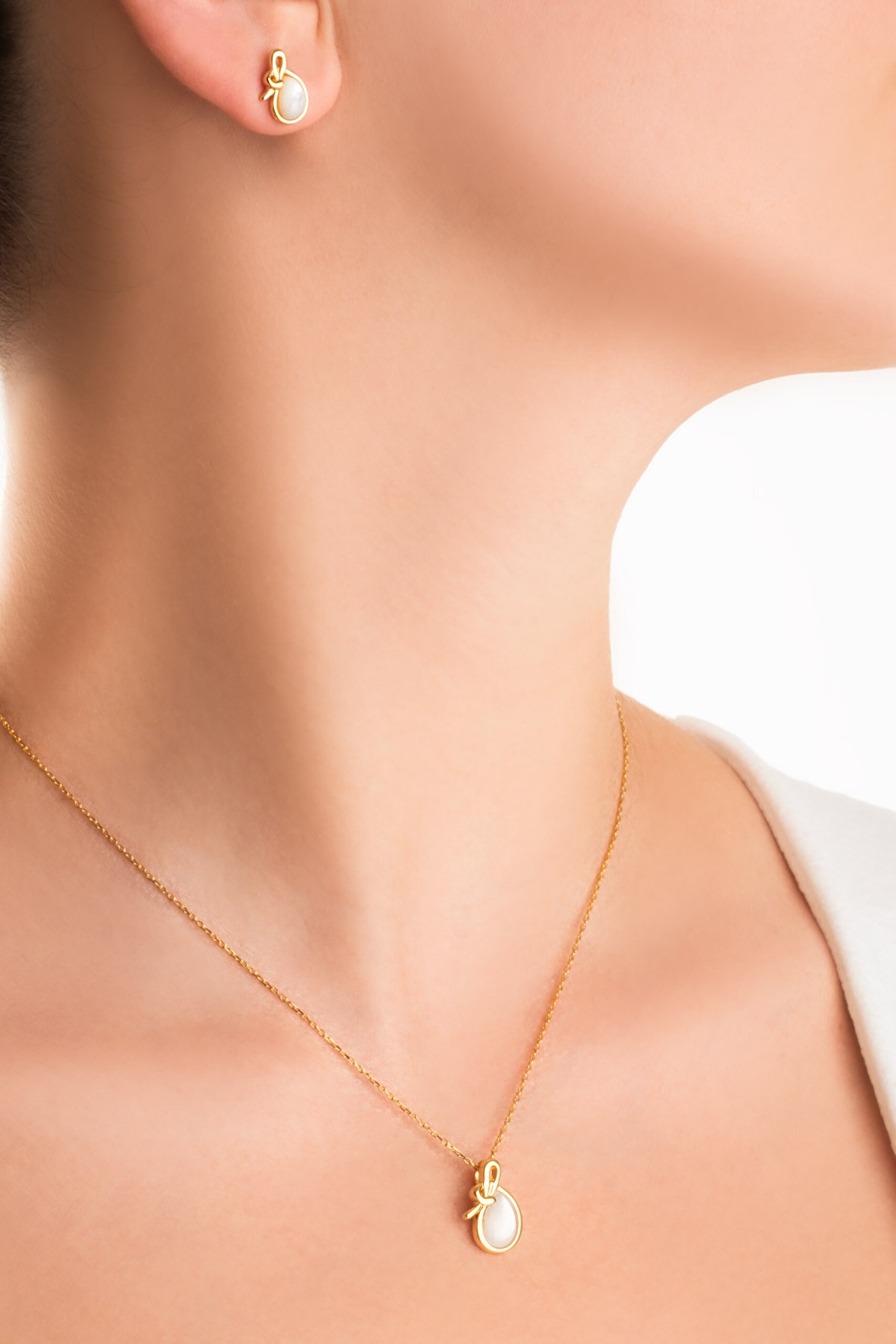 ⁠ Sedef Parıltısı 18 Ayar Sarı Altın Kaplama 43 Cm Gümüş Kolye_1}