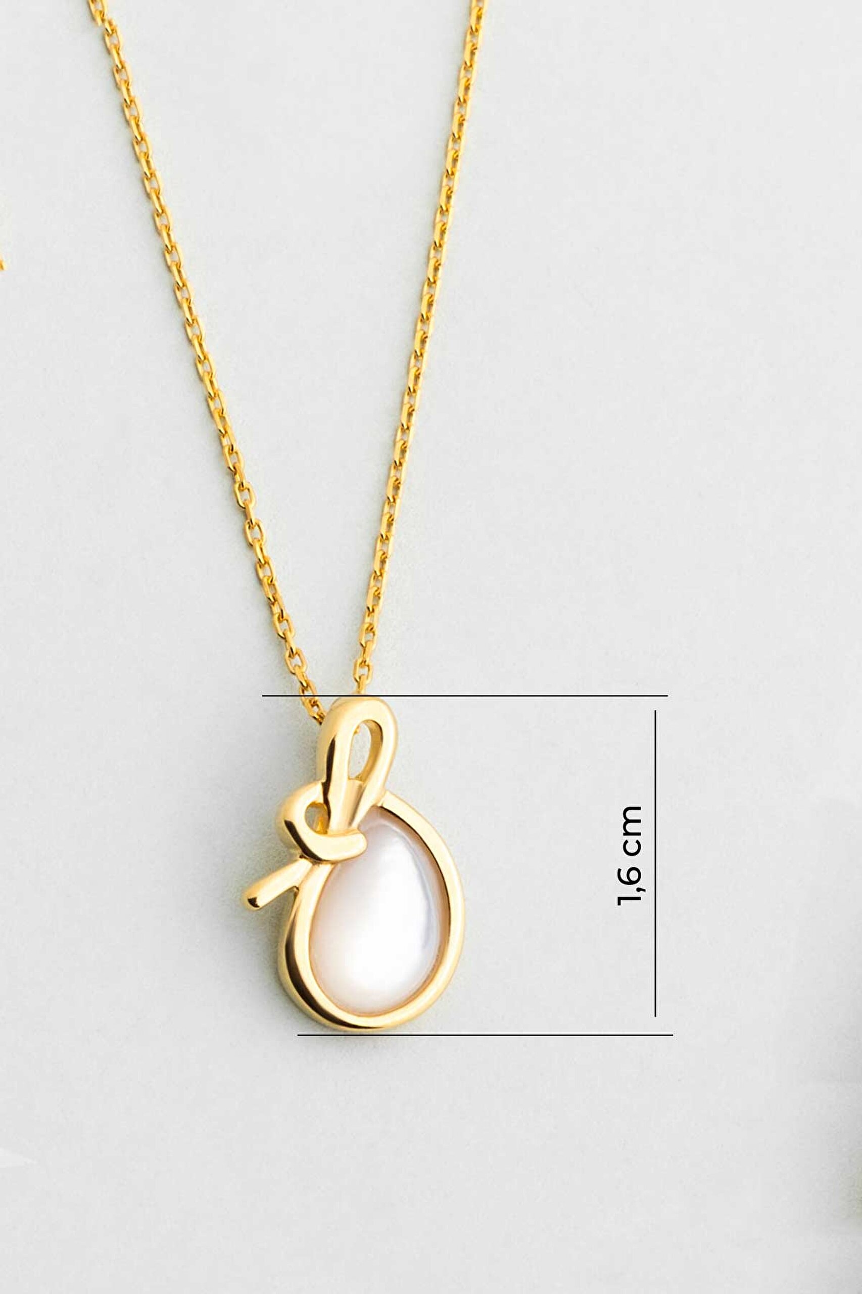 ⁠ Sedef Parıltısı 18 Ayar Sarı Altın Kaplama 43 Cm Gümüş Kolye_2}