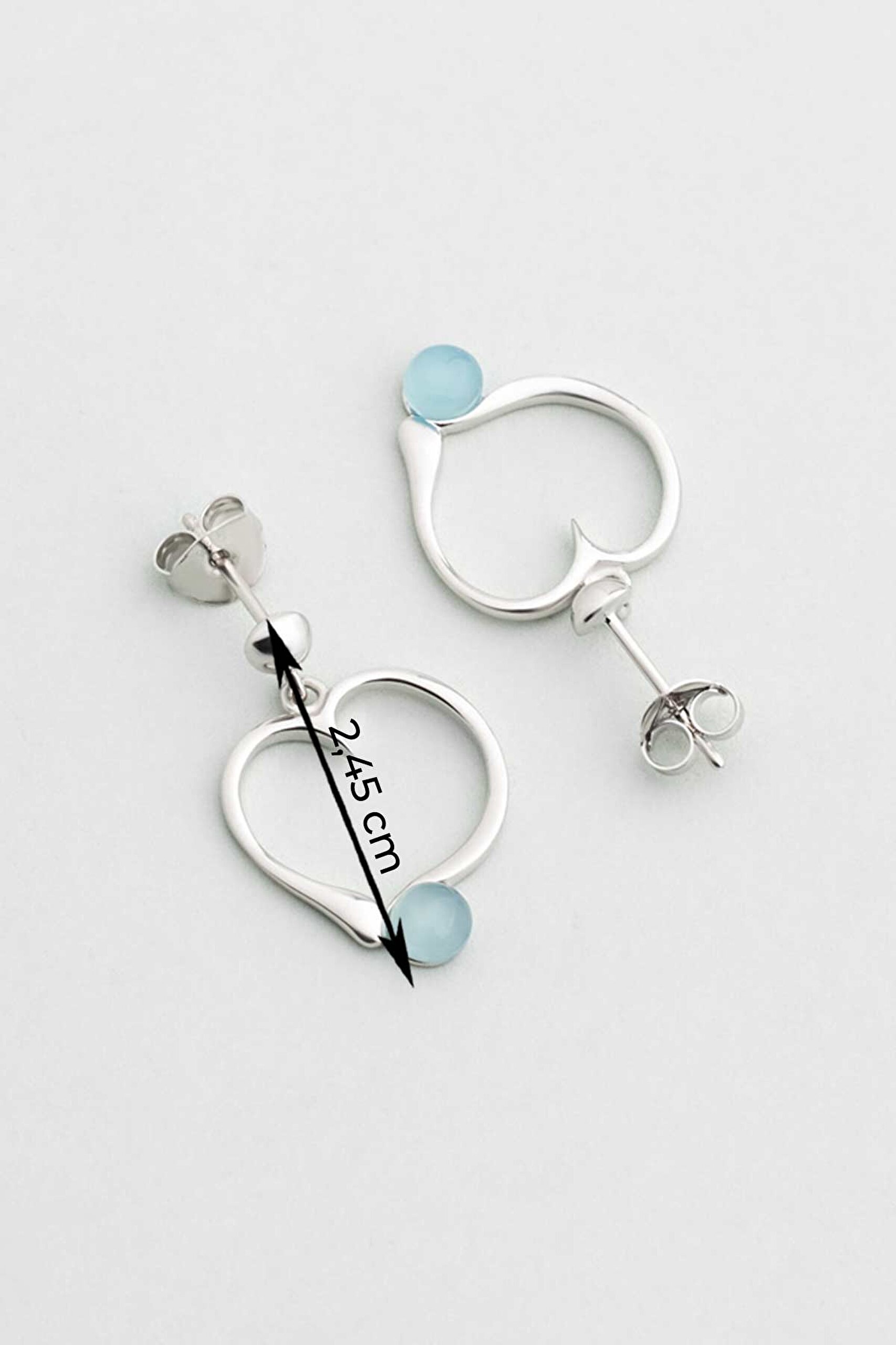 ⁠ Kalsedon Kalbi 18 Ayar Beyaz Altın Kaplama Gümüş Küpe_2}