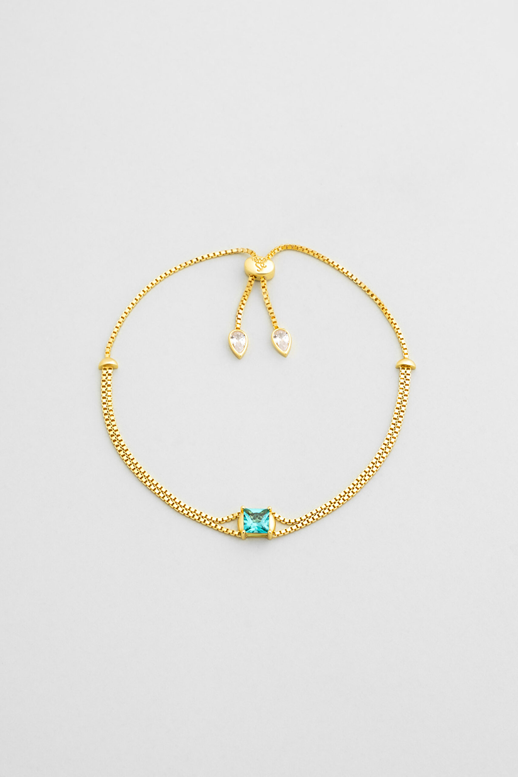 ⁠ Ocean Eyes 18 Ayar Sarı Altın Kaplama Ayarlanabilir Gümüş Bileklik_0}