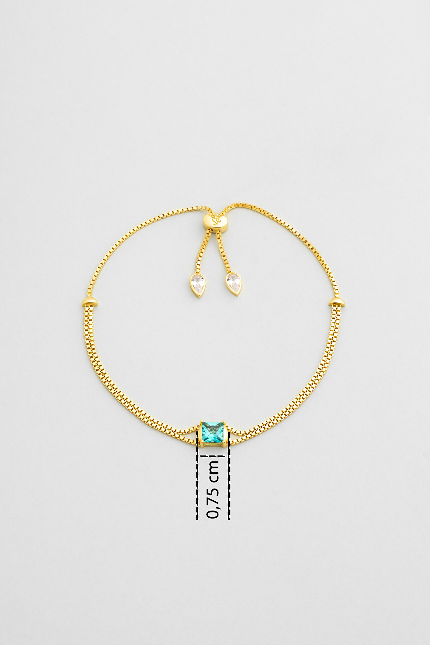 ⁠ Ocean Eyes 18 Ayar Sarı Altın Kaplama Ayarlanabilir Gümüş Bileklik_2}