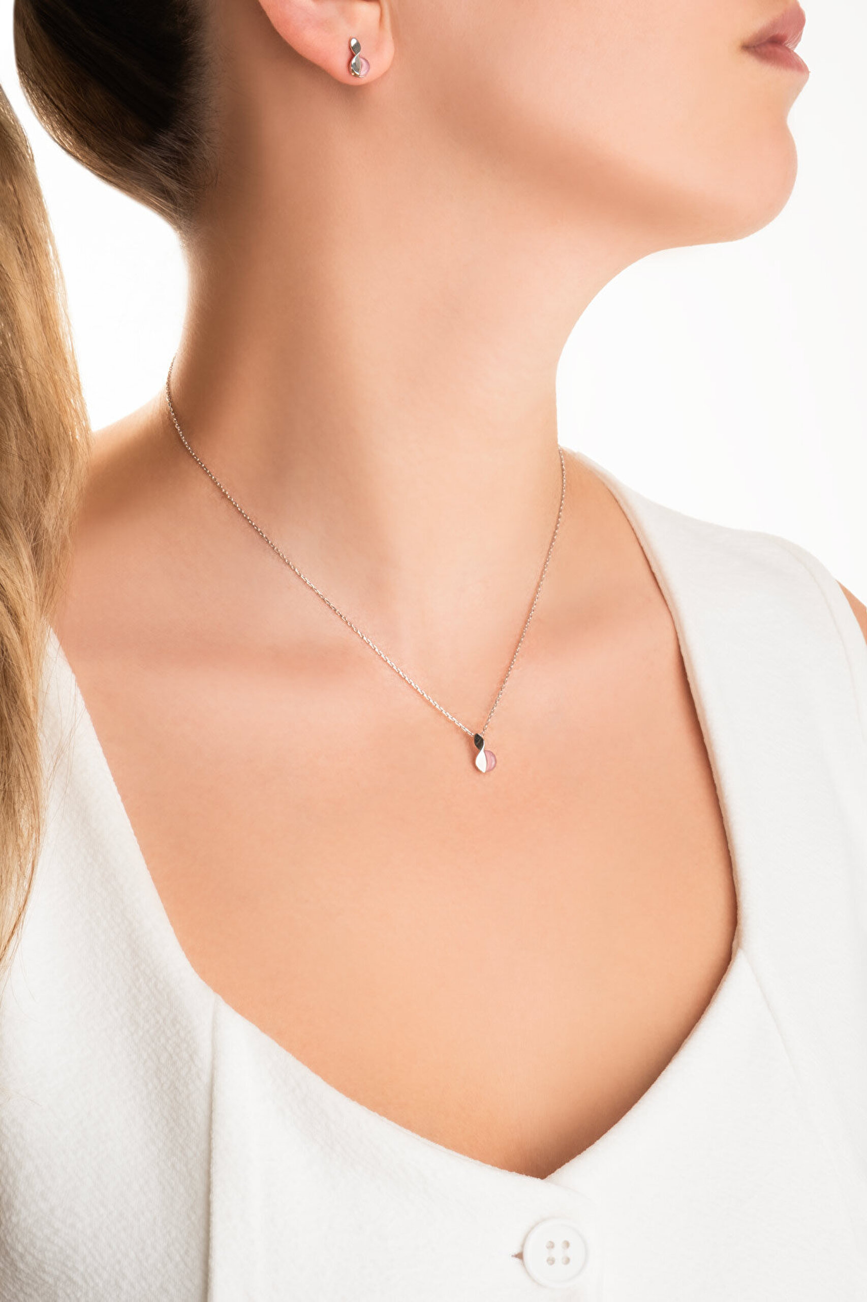 Kalsedon Rüyası 18 Ayar Beyaz Altın Kaplama Gümüş Küpe - 3