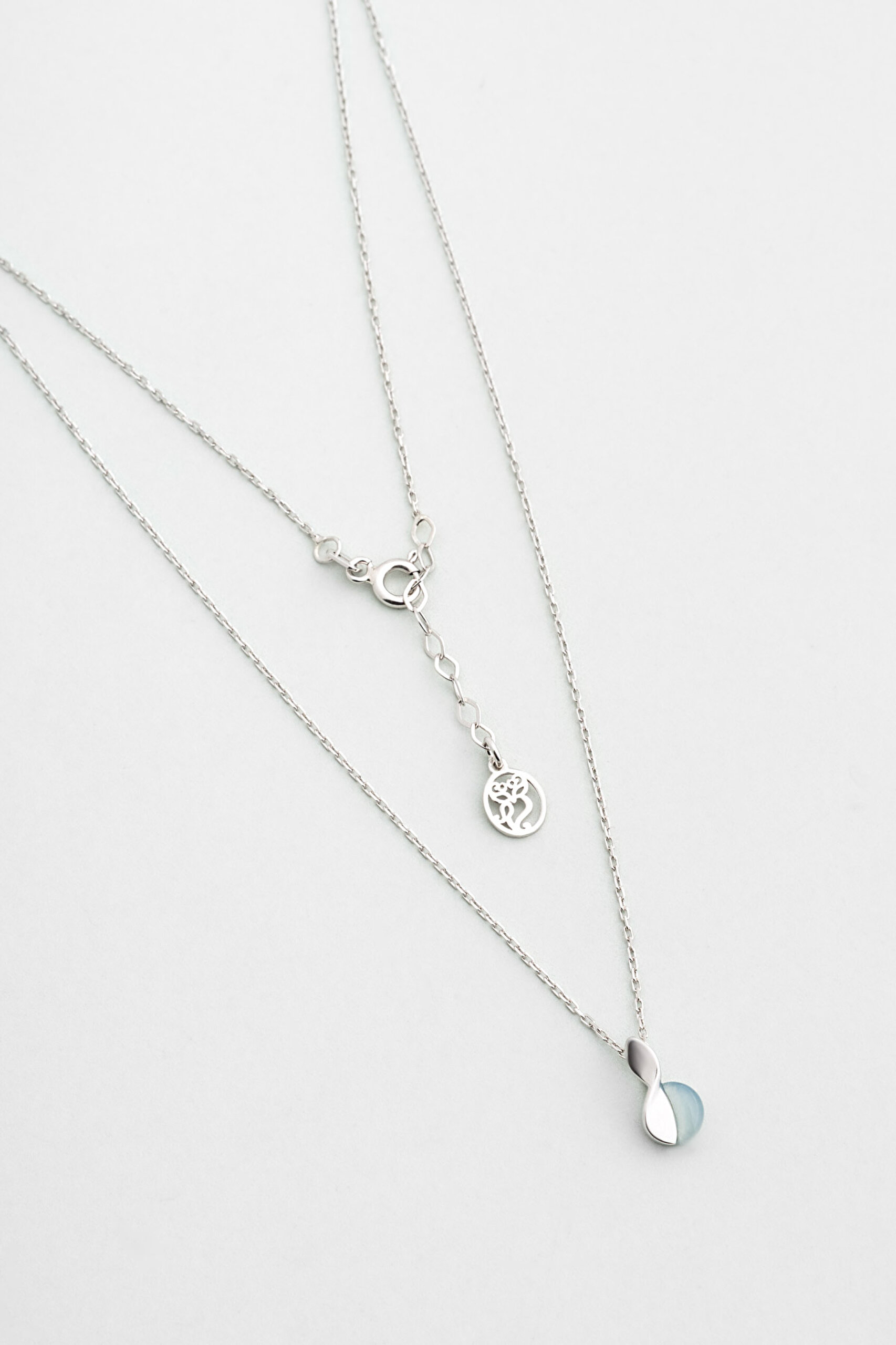 Kalsedon Rüyası 18 Ayar Beyaz Altın Kaplama 42 Cm Gümüş Kolye - 0