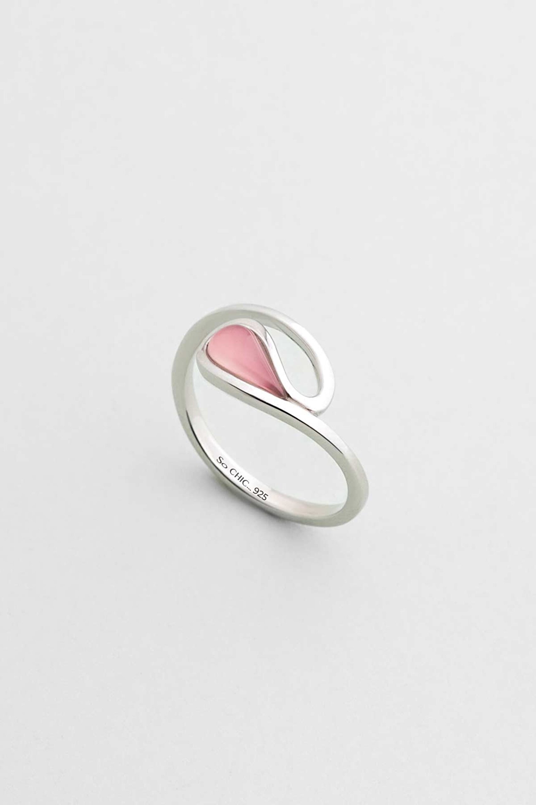 ⁠ Kalsedon Işıltısı 18 Ayar Beyaz Altın Kaplama Gümüş Yüzük_0}