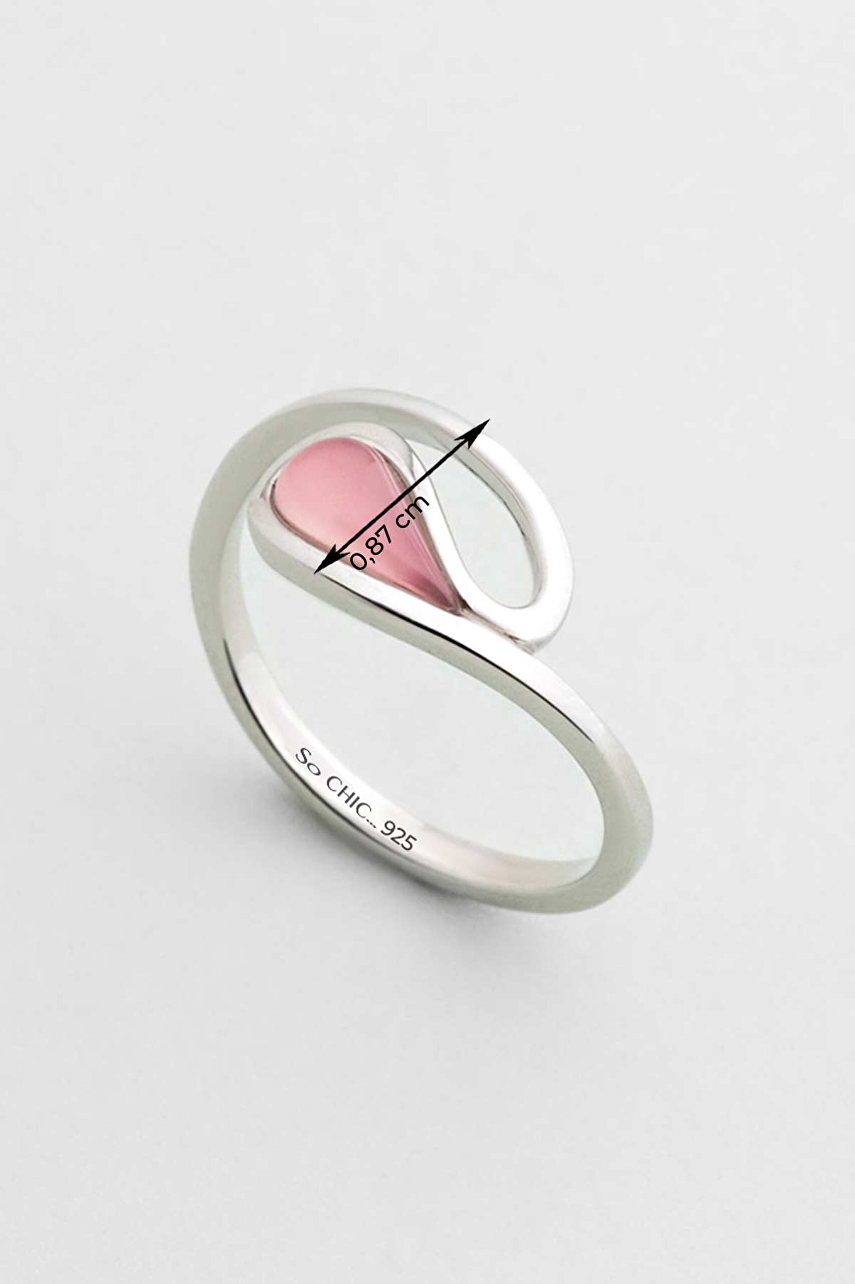 ⁠ Kalsedon Işıltısı 18 Ayar Beyaz Altın Kaplama Gümüş Yüzük_2}