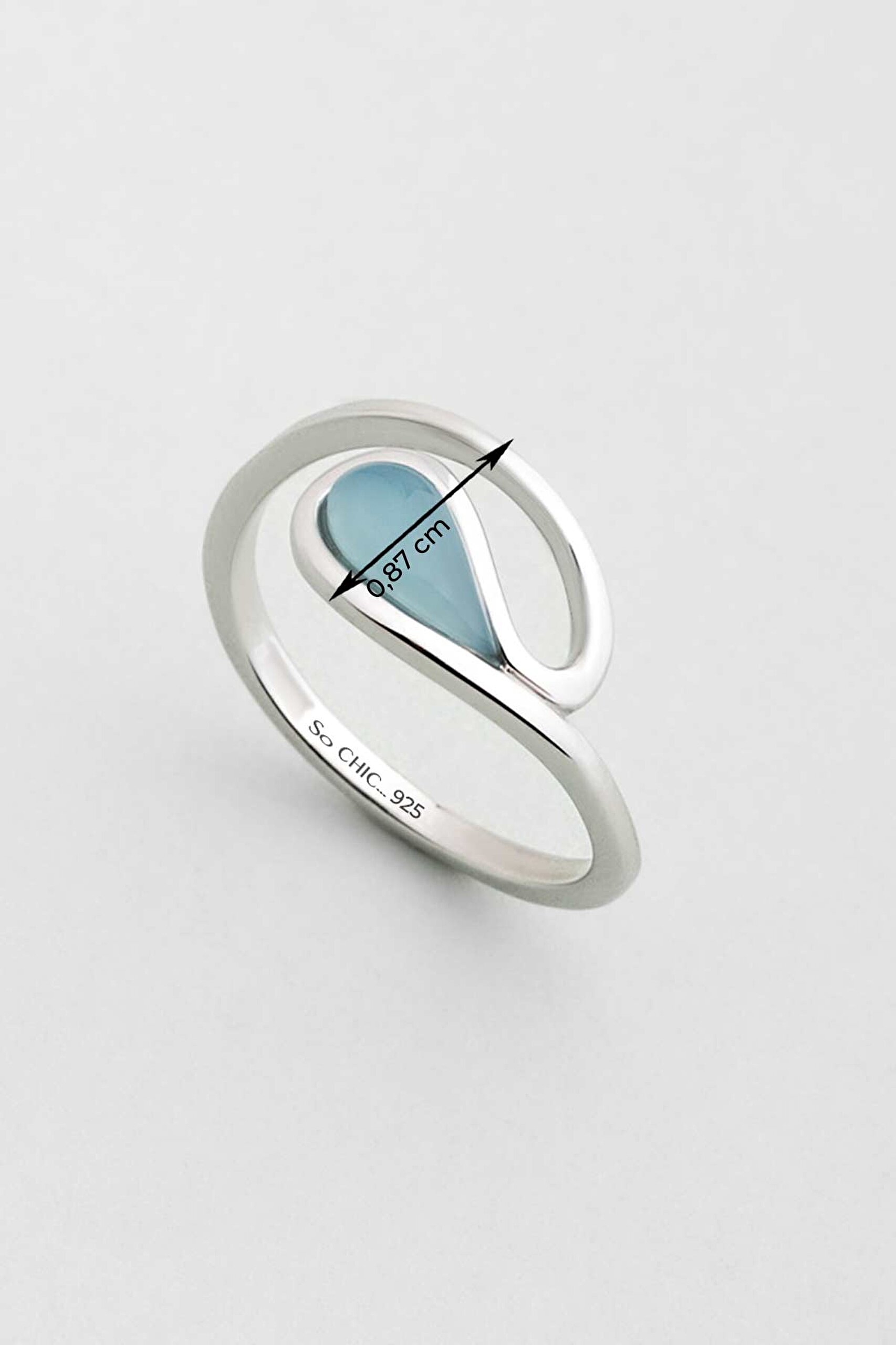 ⁠ Kalsedon Işıltısı 18 Ayar Beyaz Altın Kaplama Gümüş Yüzük_2}