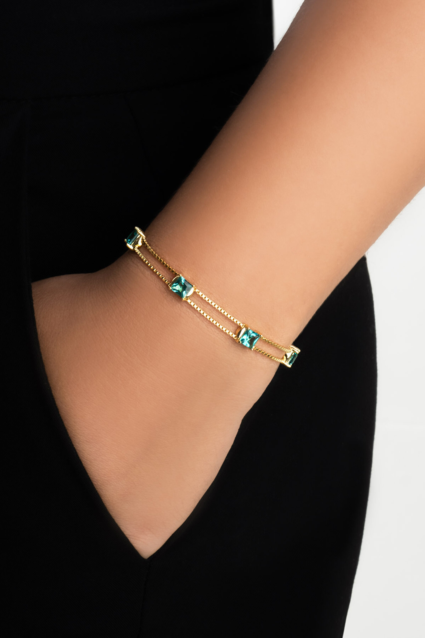 ⁠ Atlantis 18 Ayar Sarı Altın Kaplama 19 Cm Gümüş Bileklik_1}