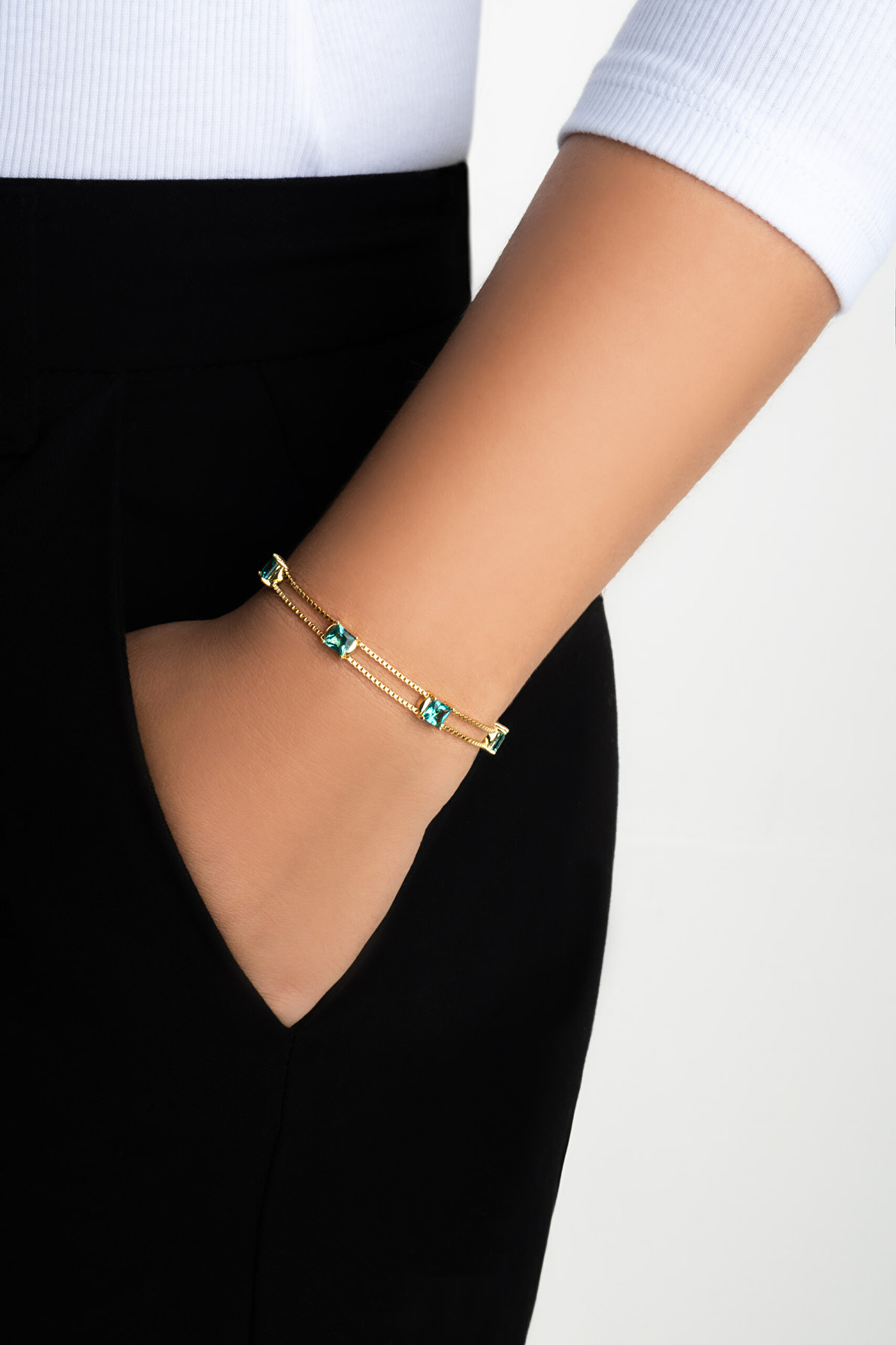 ⁠ Atlantis 18 Ayar Sarı Altın Kaplama 19 Cm Gümüş Bileklik_3}