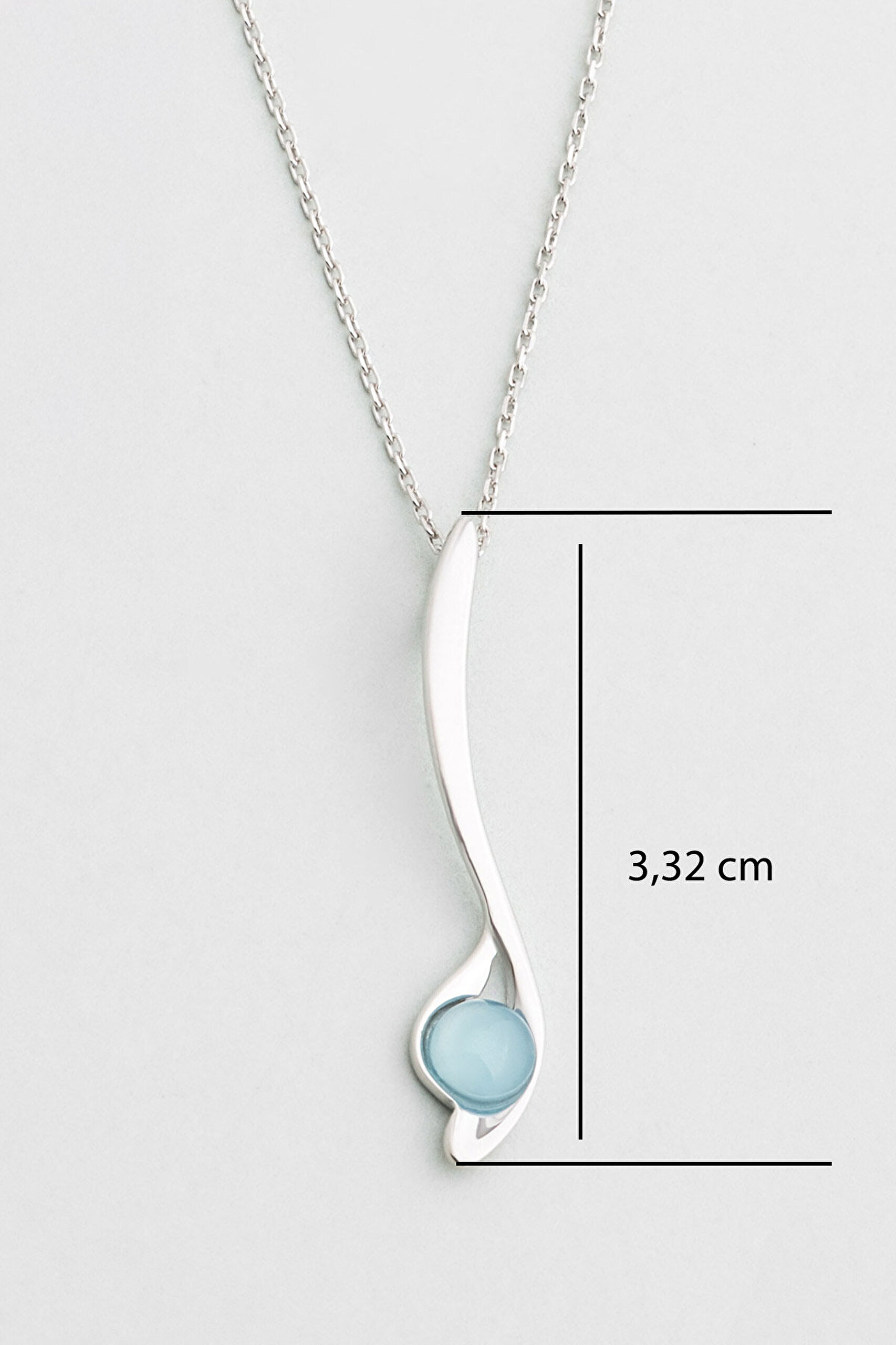 Kalsedon Melodisi 18 Ayar Beyaz Altın Kaplama 42 Cm Gümüş Kolye - 2