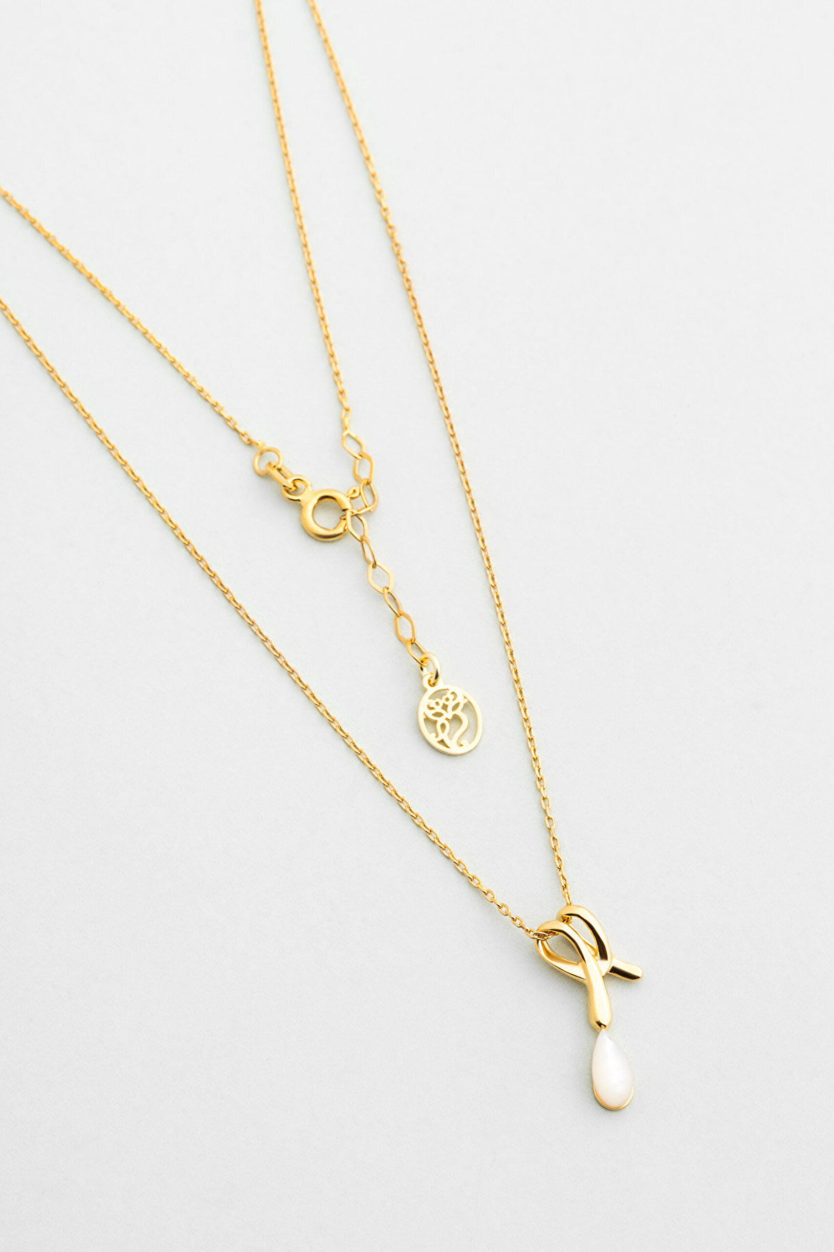 Sedef Işığı 18 Ayar Sarı Altın Kaplama 42 Cm Gümüş Kolye - 0