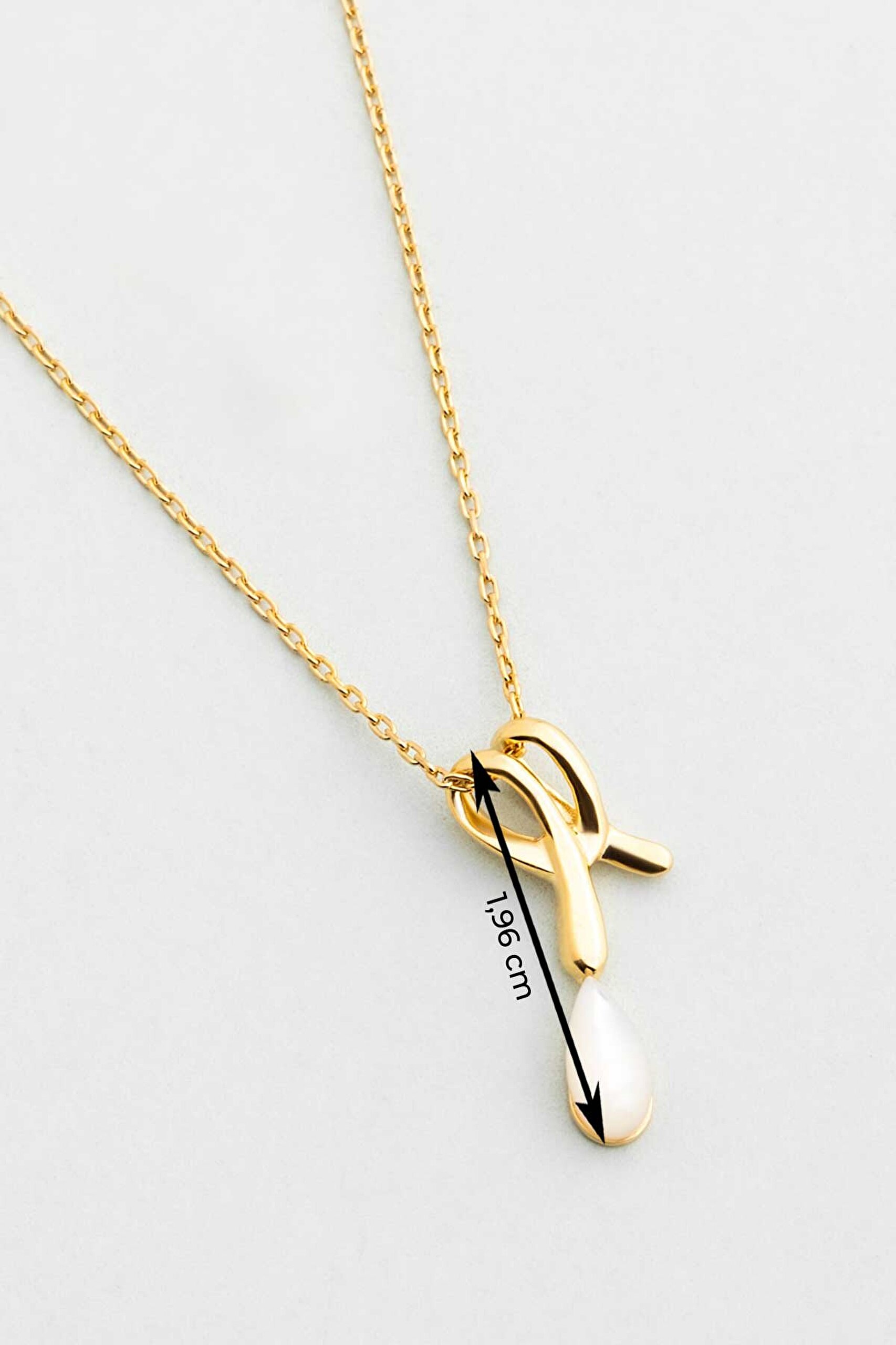 Sedef Işığı 18 Ayar Sarı Altın Kaplama 42 Cm Gümüş Kolye - 2