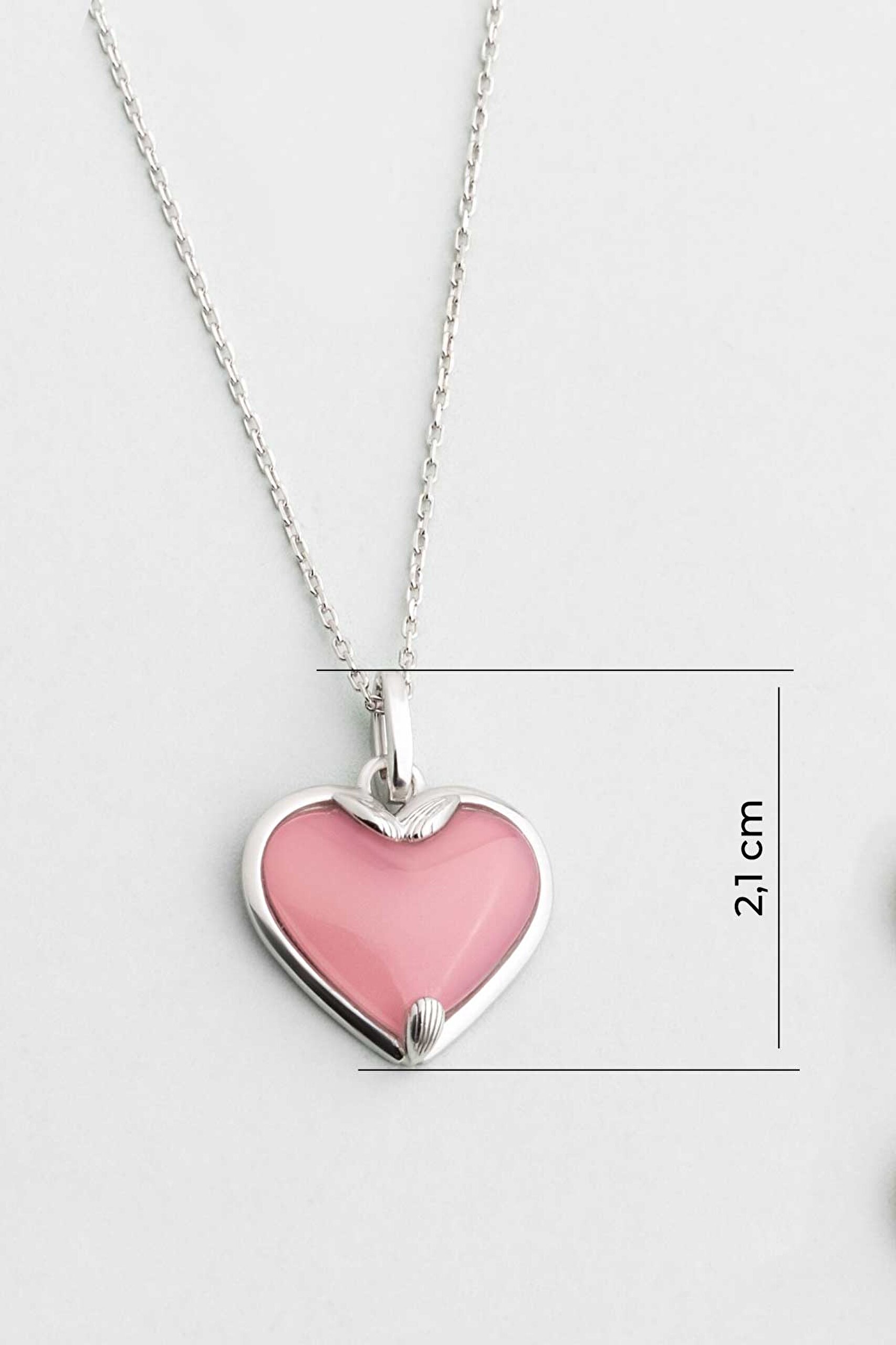 ⁠ Kalsedon Aşkı 18 Ayar Beyaz Altın Kaplama 42 Cm Gümüş Kolye_2}