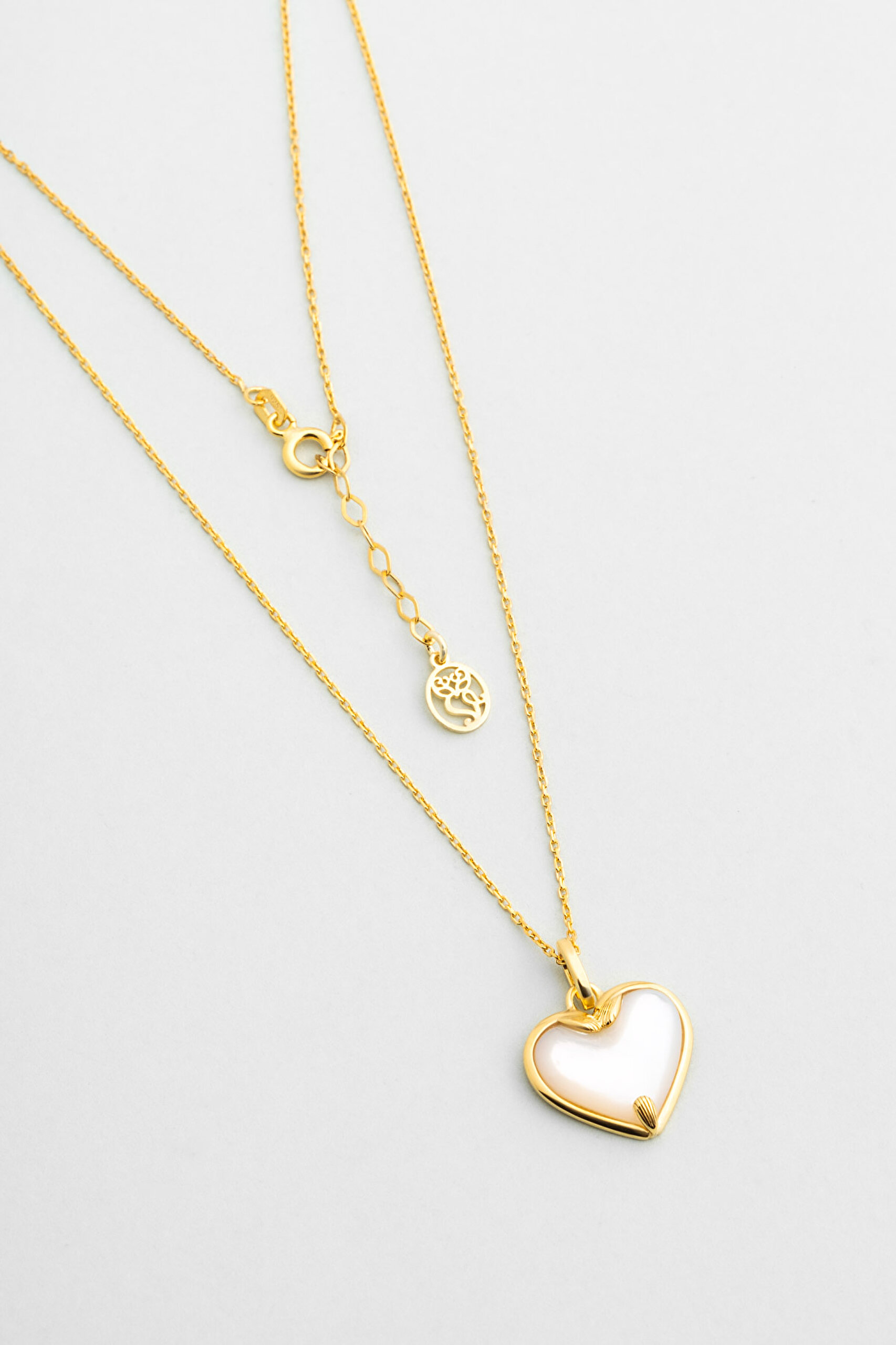 ⁠ Sedef Aşkı 18 Ayar Sarı Altın Kaplama 42 Cm Gümüş Kolye_0}