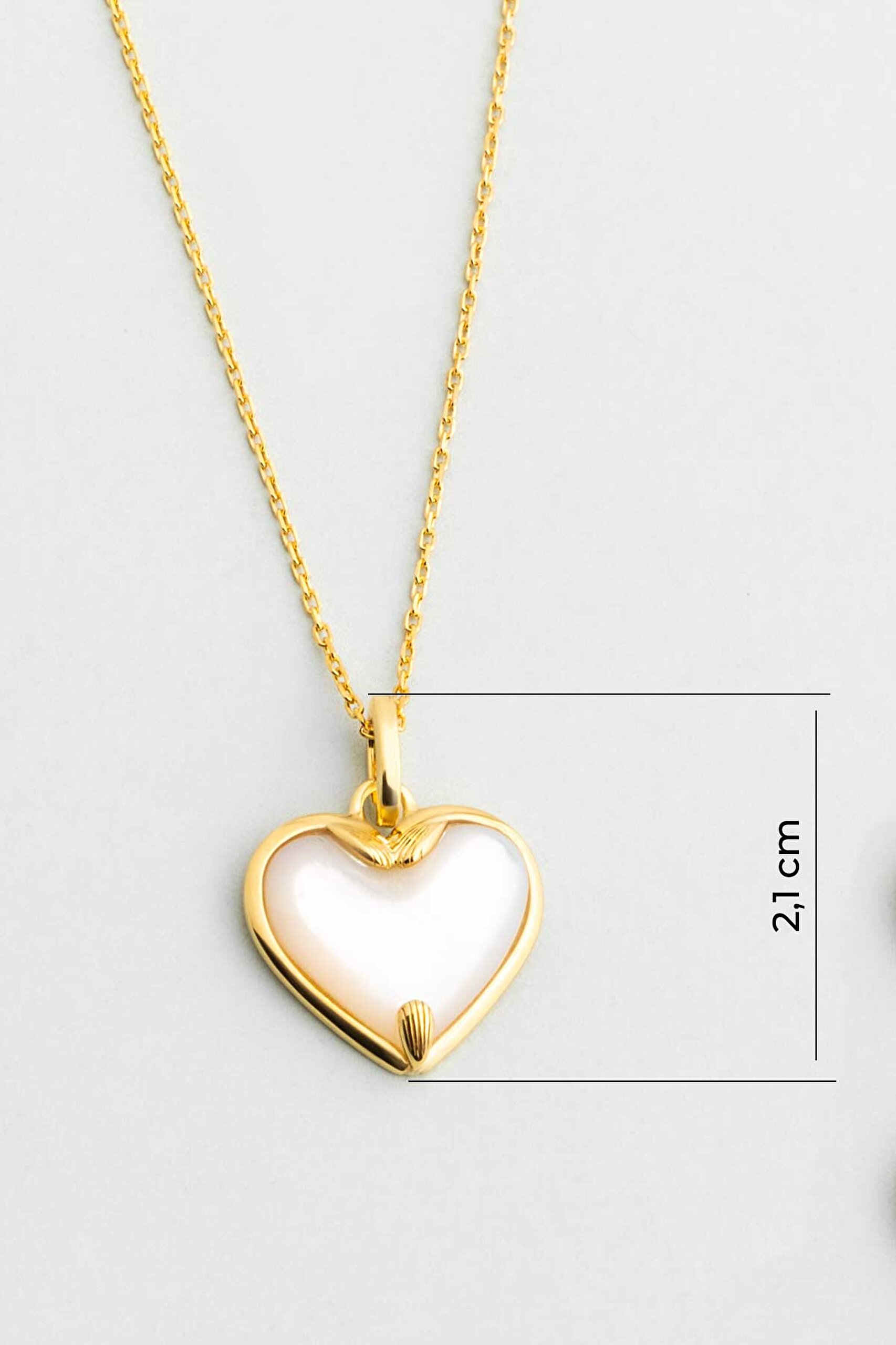 ⁠ Sedef Aşkı 18 Ayar Sarı Altın Kaplama 42 Cm Gümüş Kolye_2}