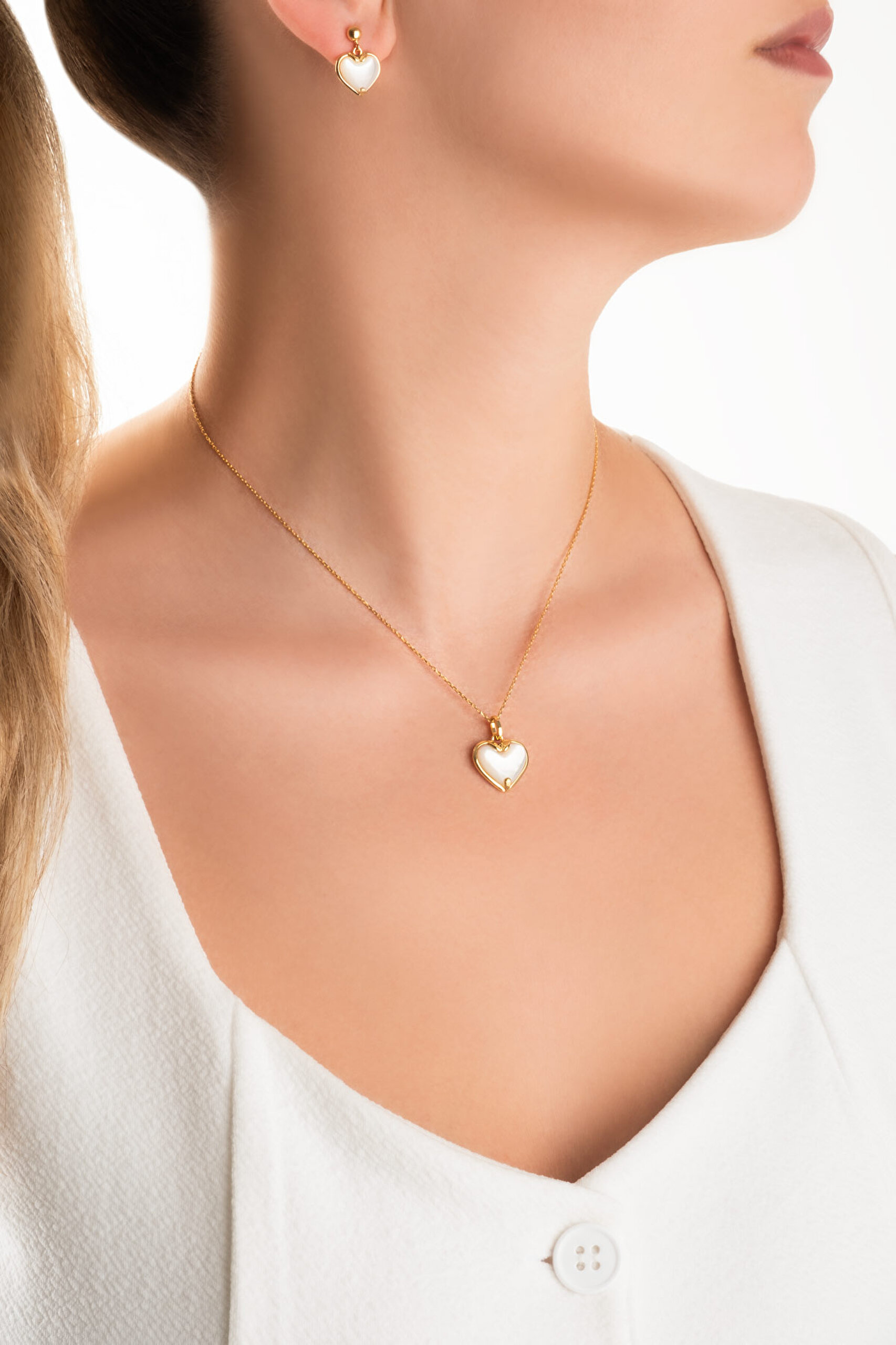 ⁠ Sedef Aşkı 18 Ayar Sarı Altın Kaplama 42 Cm Gümüş Kolye_3}