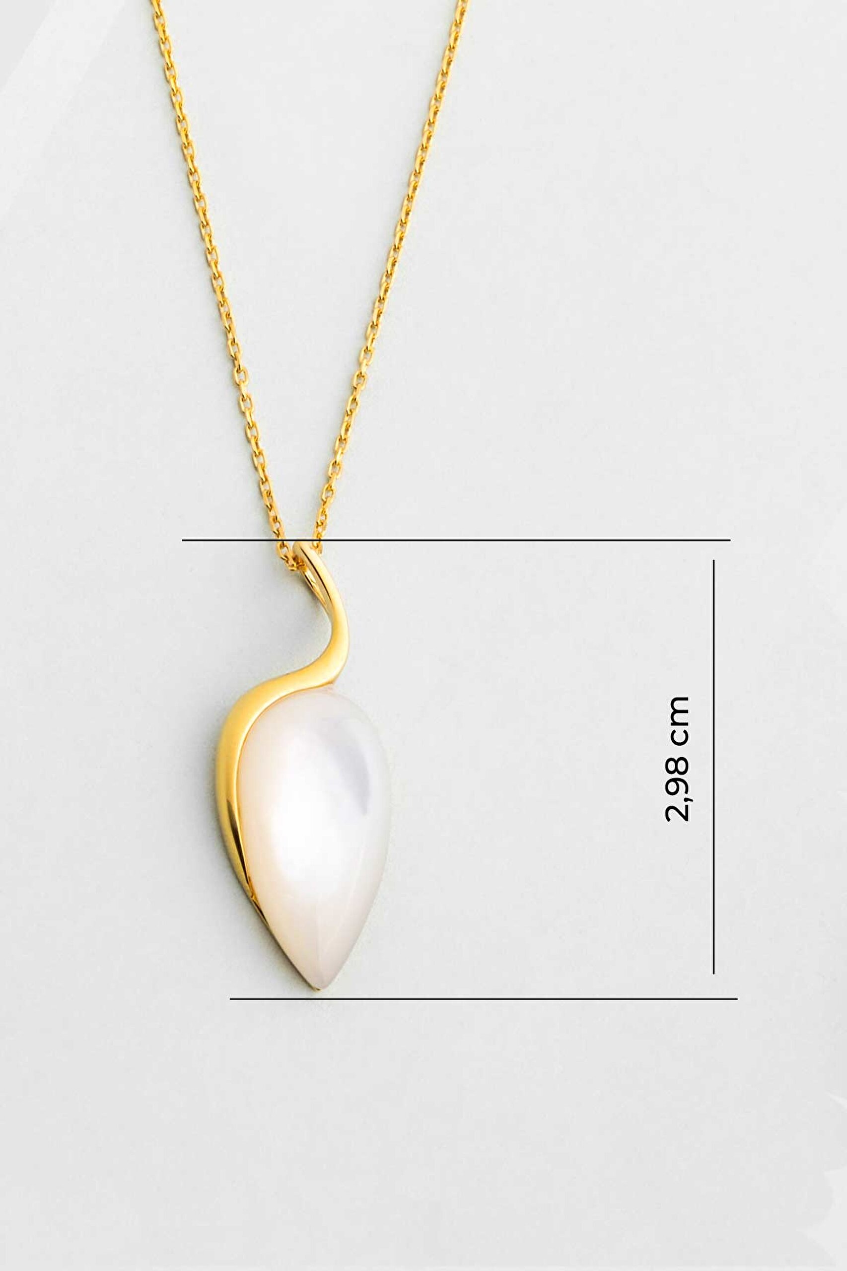 ⁠ Damla Sedef 18 Ayar Sarı Altın Kaplama 42 Cm Gümüş Kolye_2}