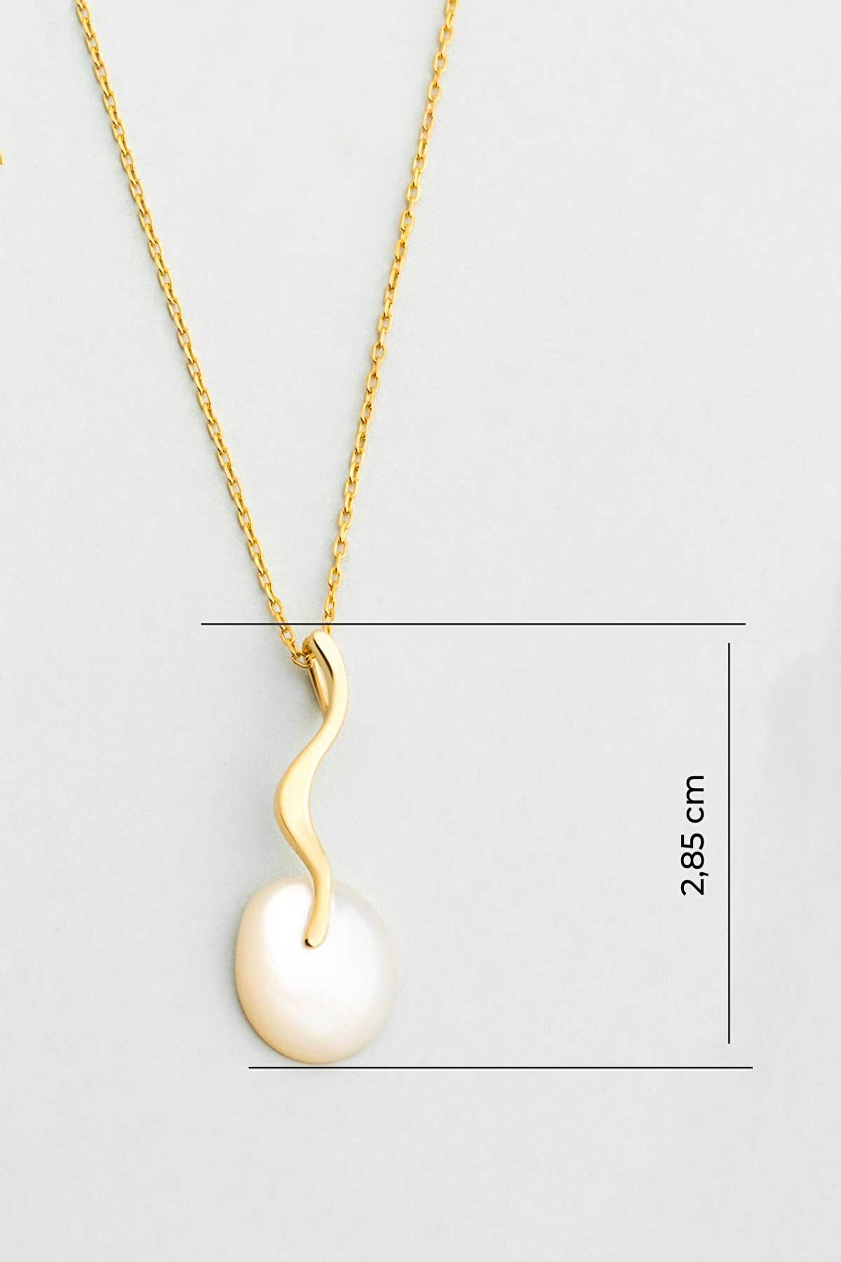 Sedef Masalı 18 Ayar Sarı Altın Kaplama 42 Cm Gümüş Kolye - 2