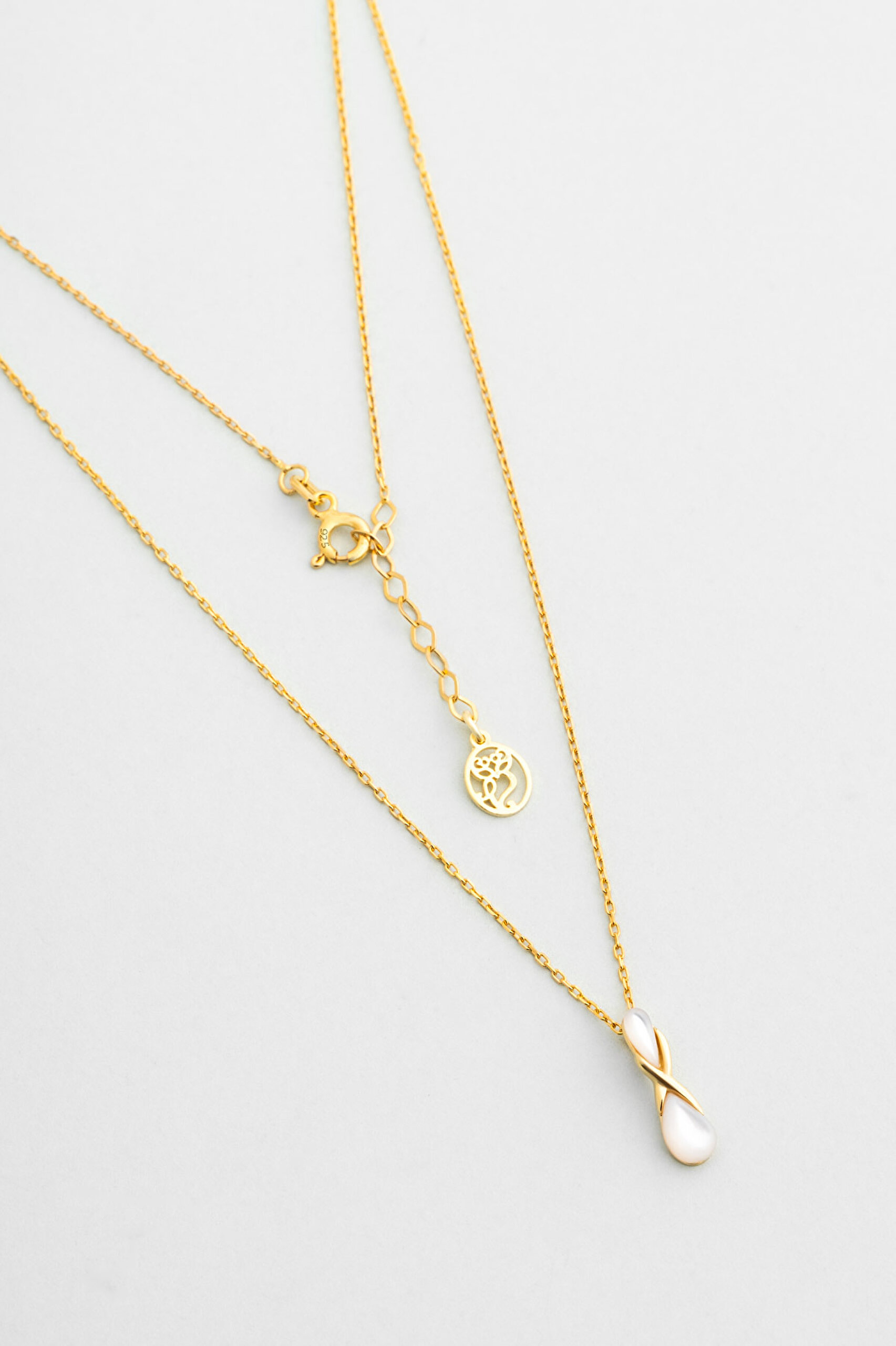 ⁠ Sonsuz Sedef 18 Ayar Sarı Altın Kaplama 42 Cm Gümüş Kolye_0}