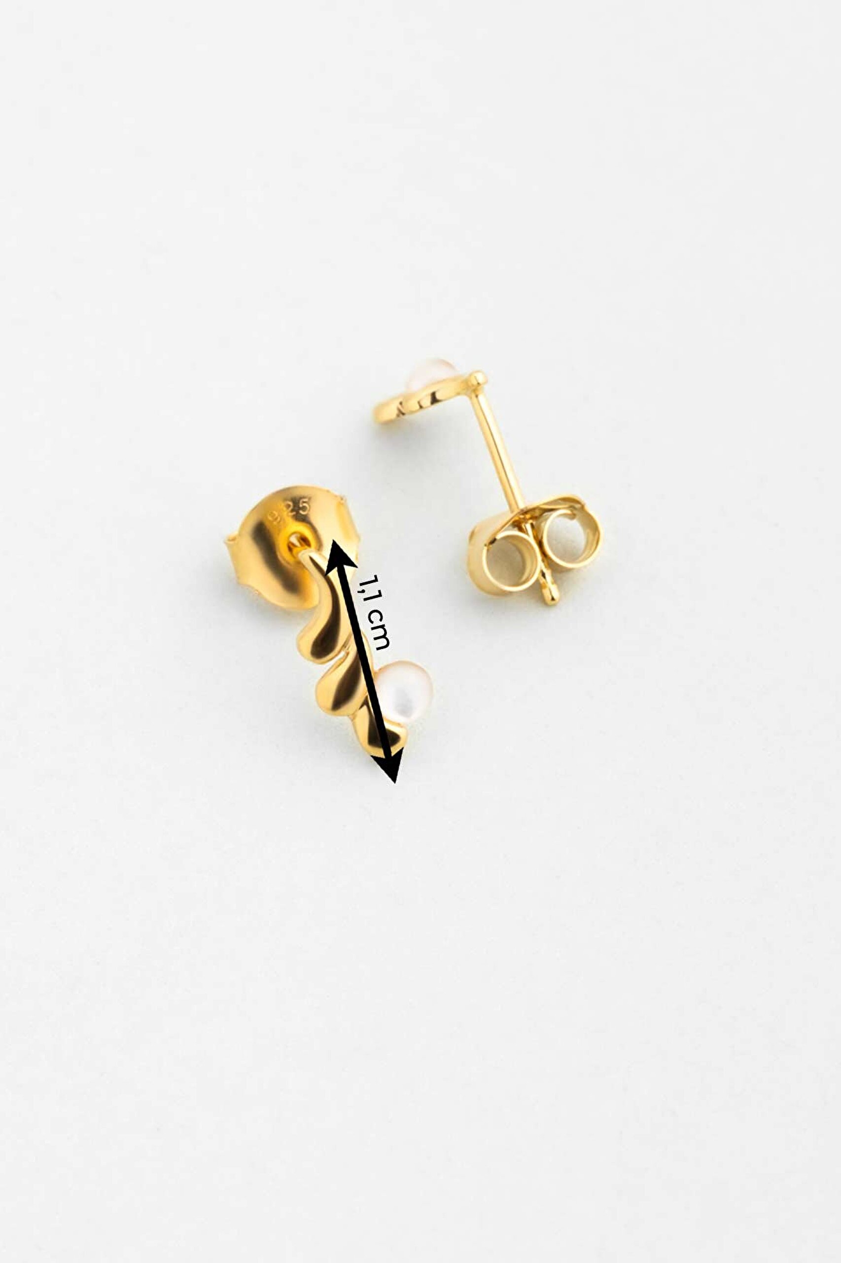 Sedef Serüveni 18 Ayar Sarı Altın Kaplama Gümüş Küpe - 2