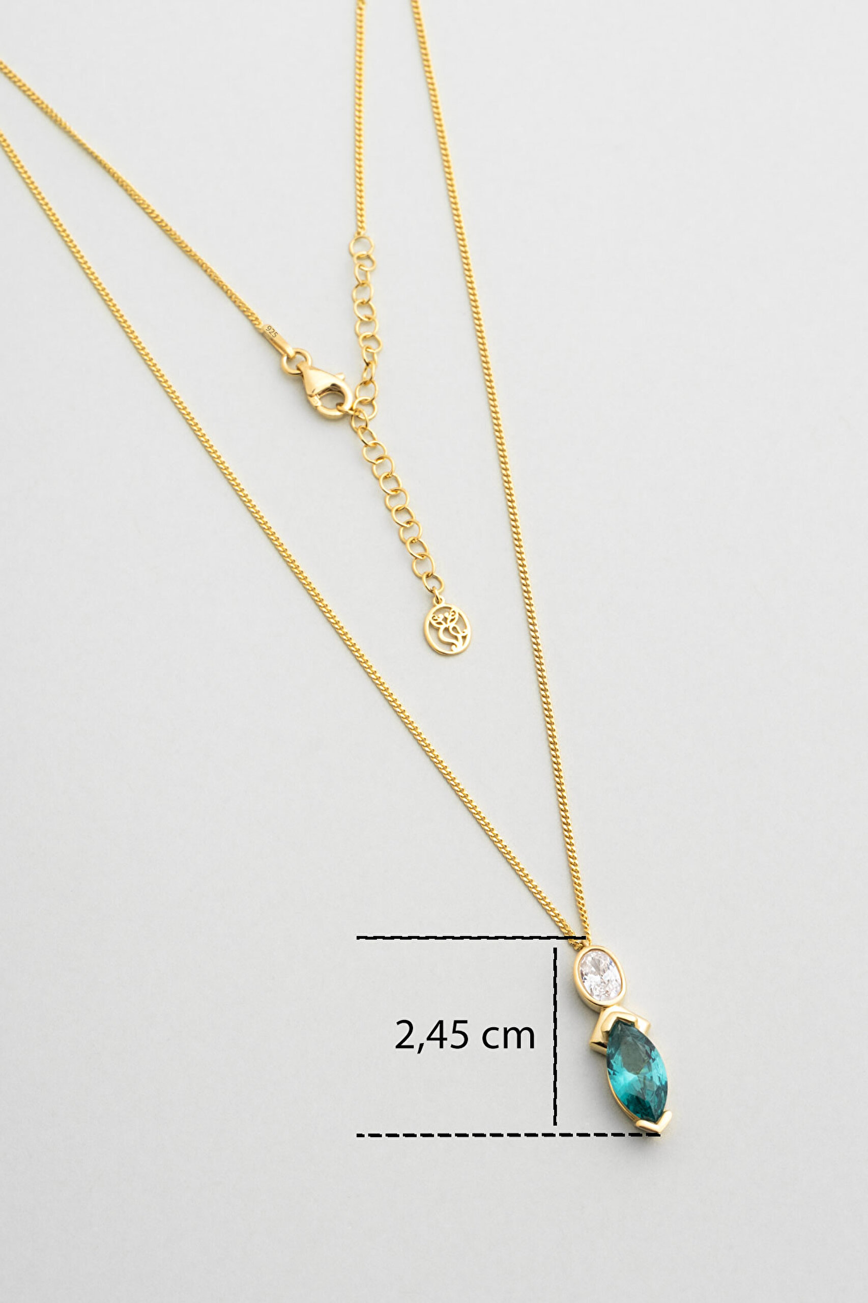 ⁠ Clara 18 Ayar Sarı Altın Kaplama 43 Cm Gümüş Kolye_2}