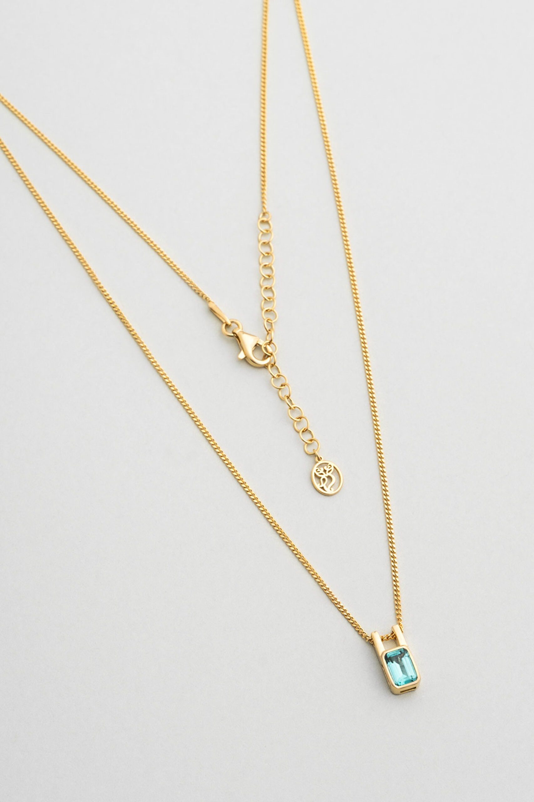 ⁠ Okyanus Işığı 18 Ayar Sarı Altın Kaplama 45 Cm Gümüş Baget Kolye_0}