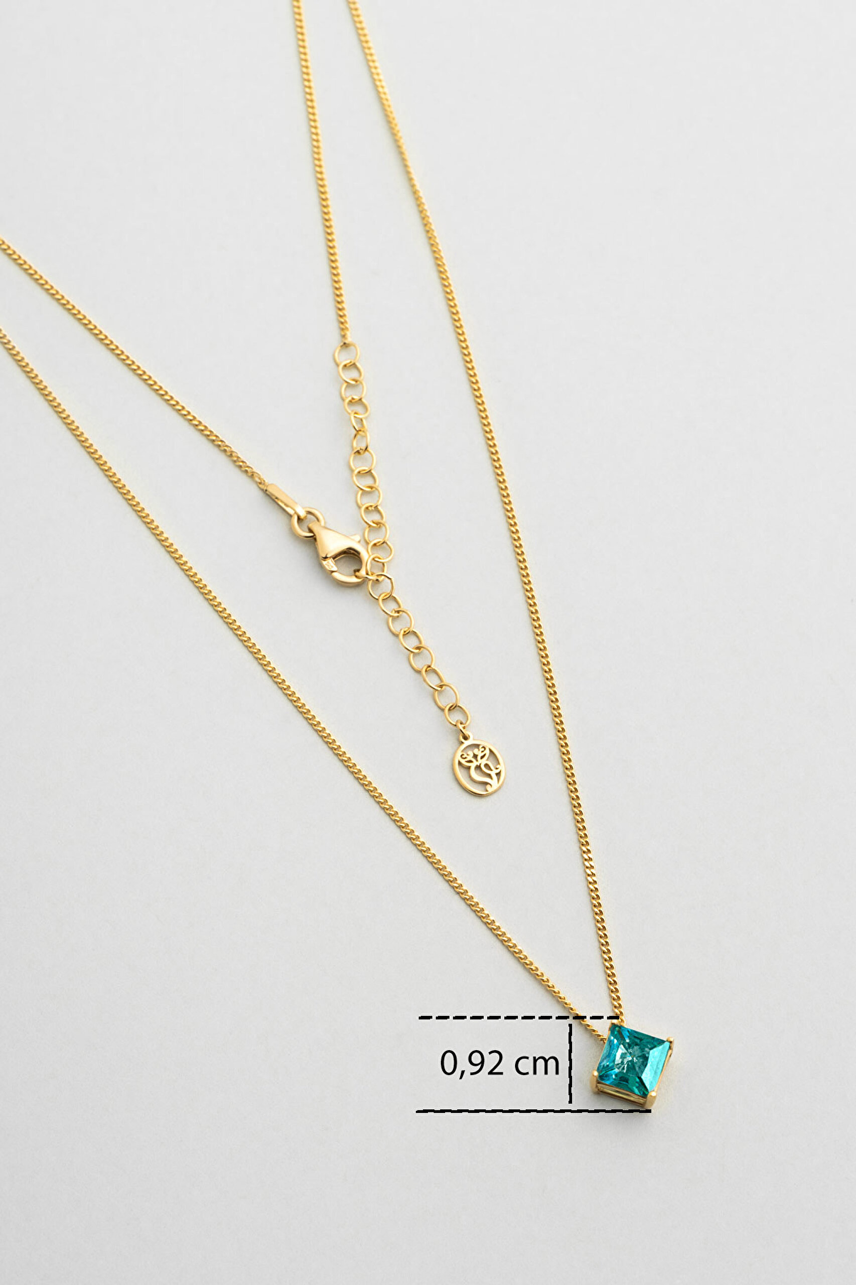 ⁠ Paraiba Aura 18 Ayar Sarı Altın Kaplama 45 Cm Gümüş Tektaş Kolye_2}