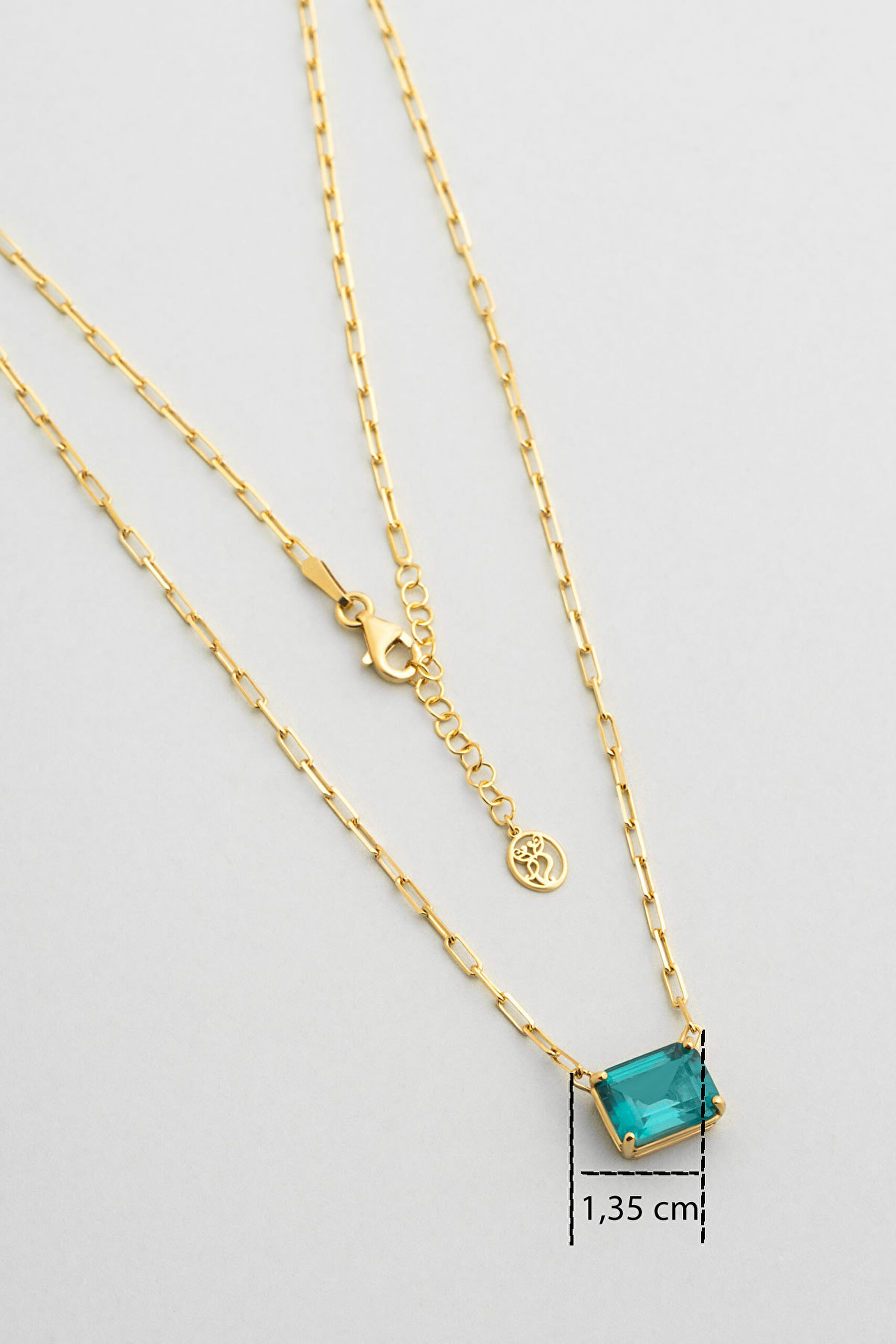 ⁠ Derin Paraiba 18 Ayar Sarı Altın Kaplama 44 Cm Gümüş Baget Kolye_2}