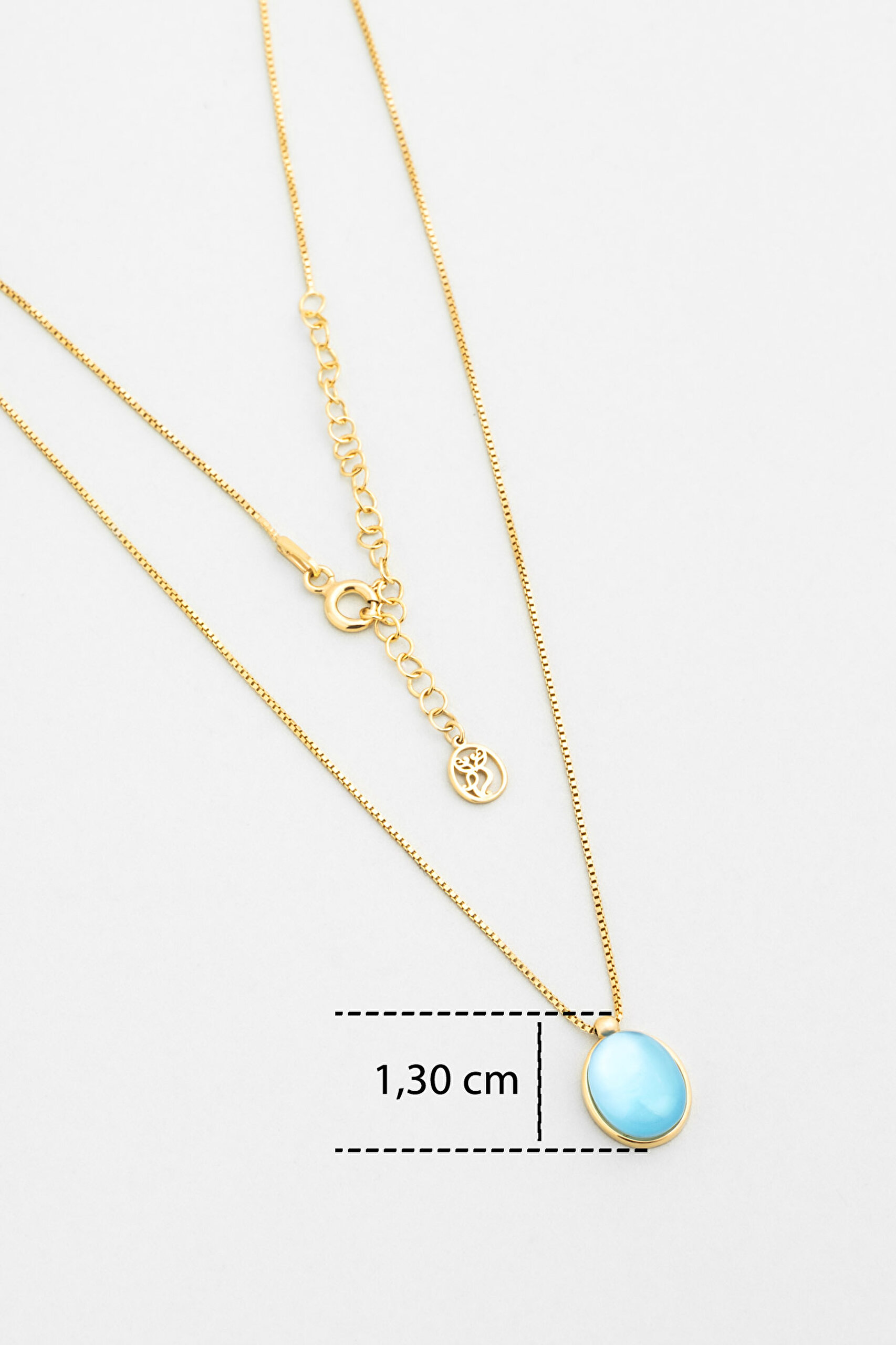 ⁠ Mavi Aura 18 Ayar Sarı Altın Kaplama 44 Cm Gümüş Kolye_2}