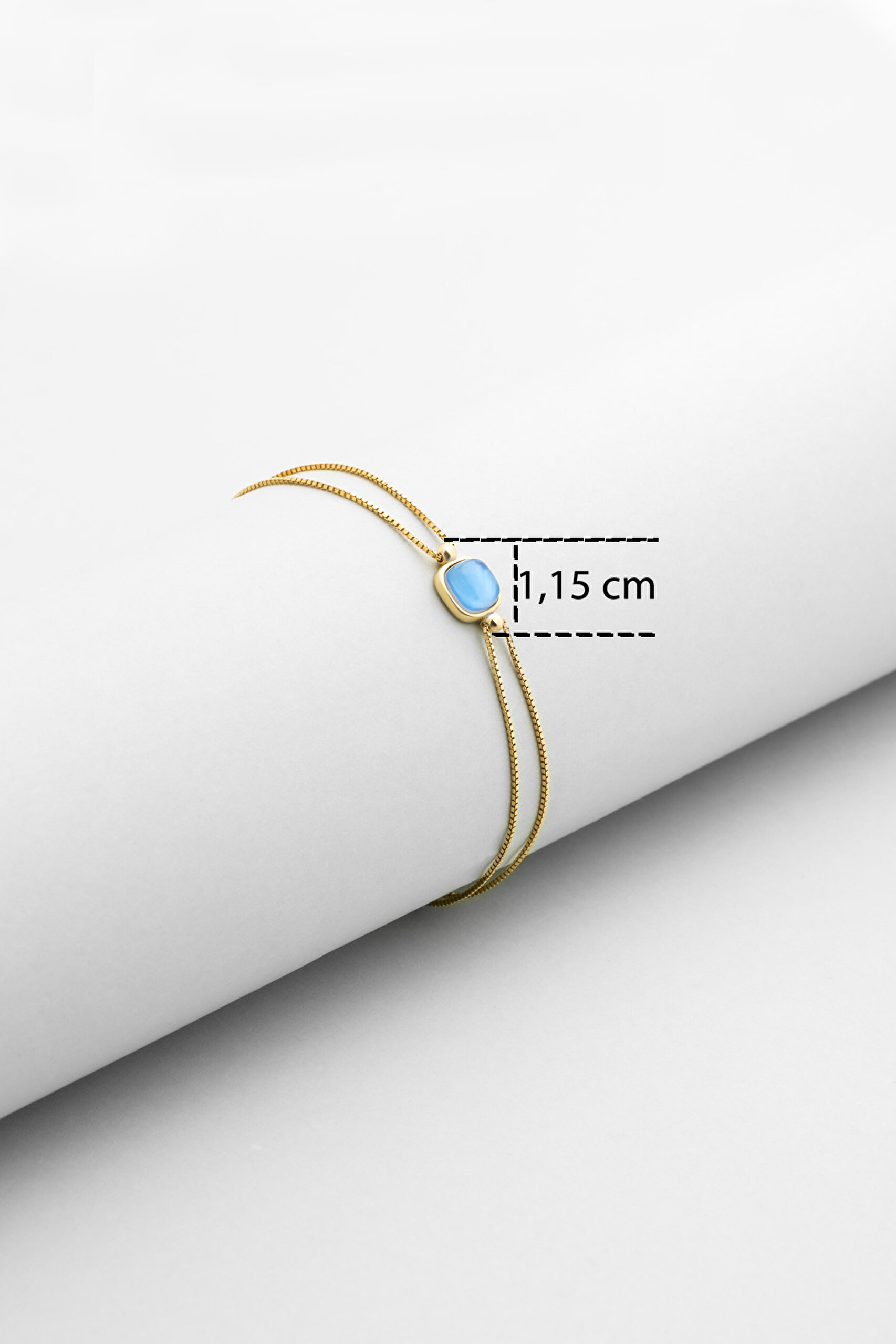 ⁠ Büyülü Renkler 18 Ayar Sarı Altın Kaplama 19 Cm Gümüş Tektaş Bileklik_2}