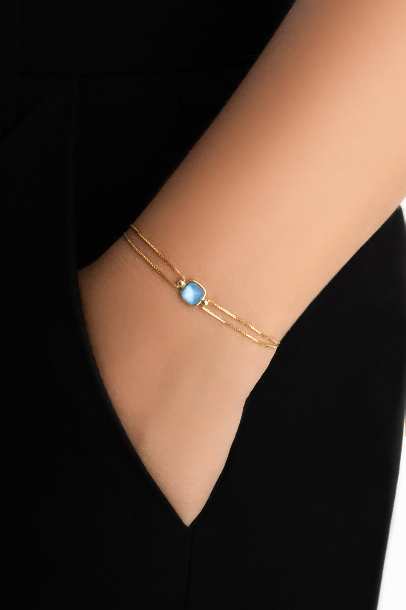 ⁠ Büyülü Renkler 18 Ayar Sarı Altın Kaplama 19 Cm Gümüş Tektaş Bileklik_1}