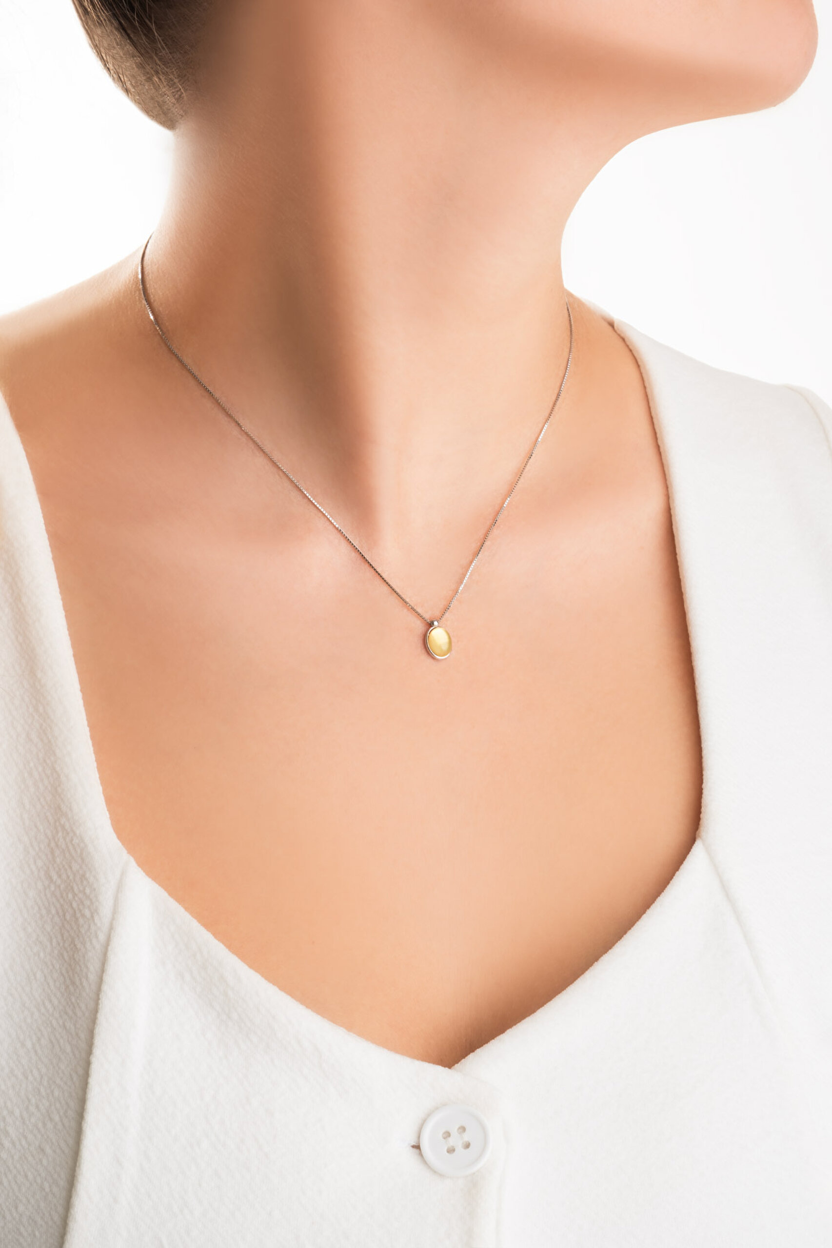 ⁠ Sarı Melodi 18 Ayar Beyaz Altın Kaplama 44 Cm Gümüş Kolye_3}