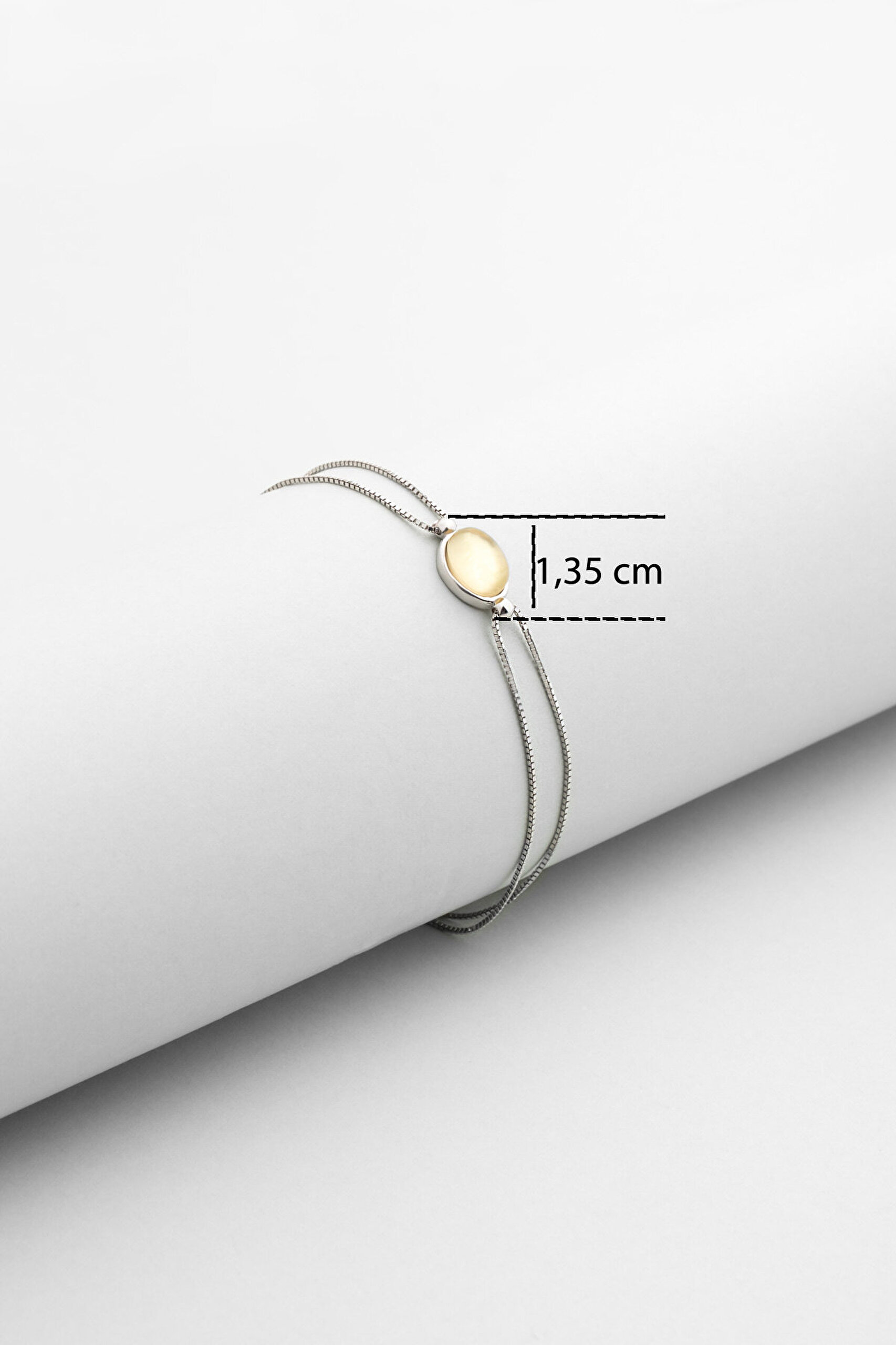 Sarı Melodi 18 Ayar Beyaz Altın Kaplama 19 Cm Gümüş Bileklik - 2
