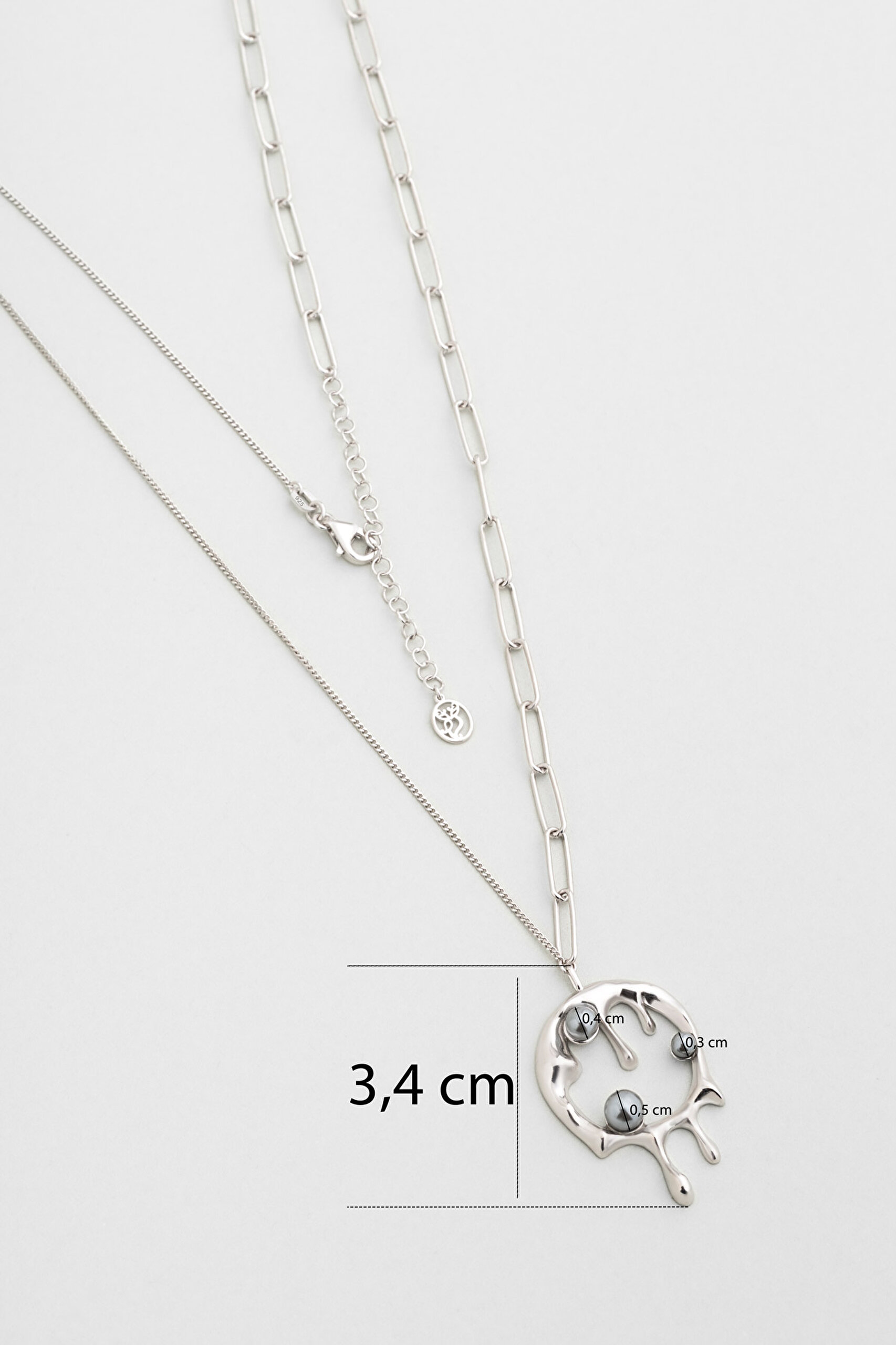 ⁠ Esmeralda 18 Ayar Beyaz Altın Kaplama 61 Cm Gümüş İnci Kolye_2}