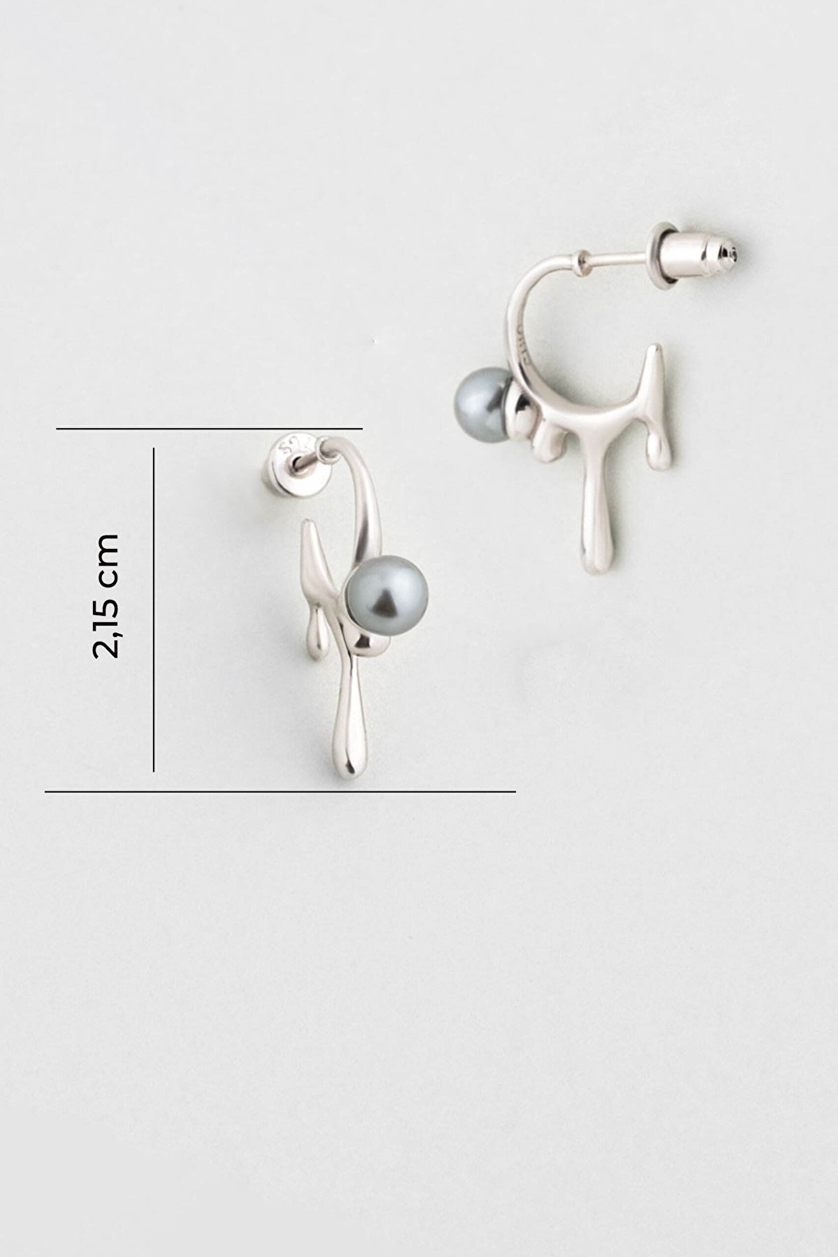 ⁠ Esmeralda 18 Ayar Beyaz Altın Kaplama Gümüş İnci Küpe_2}