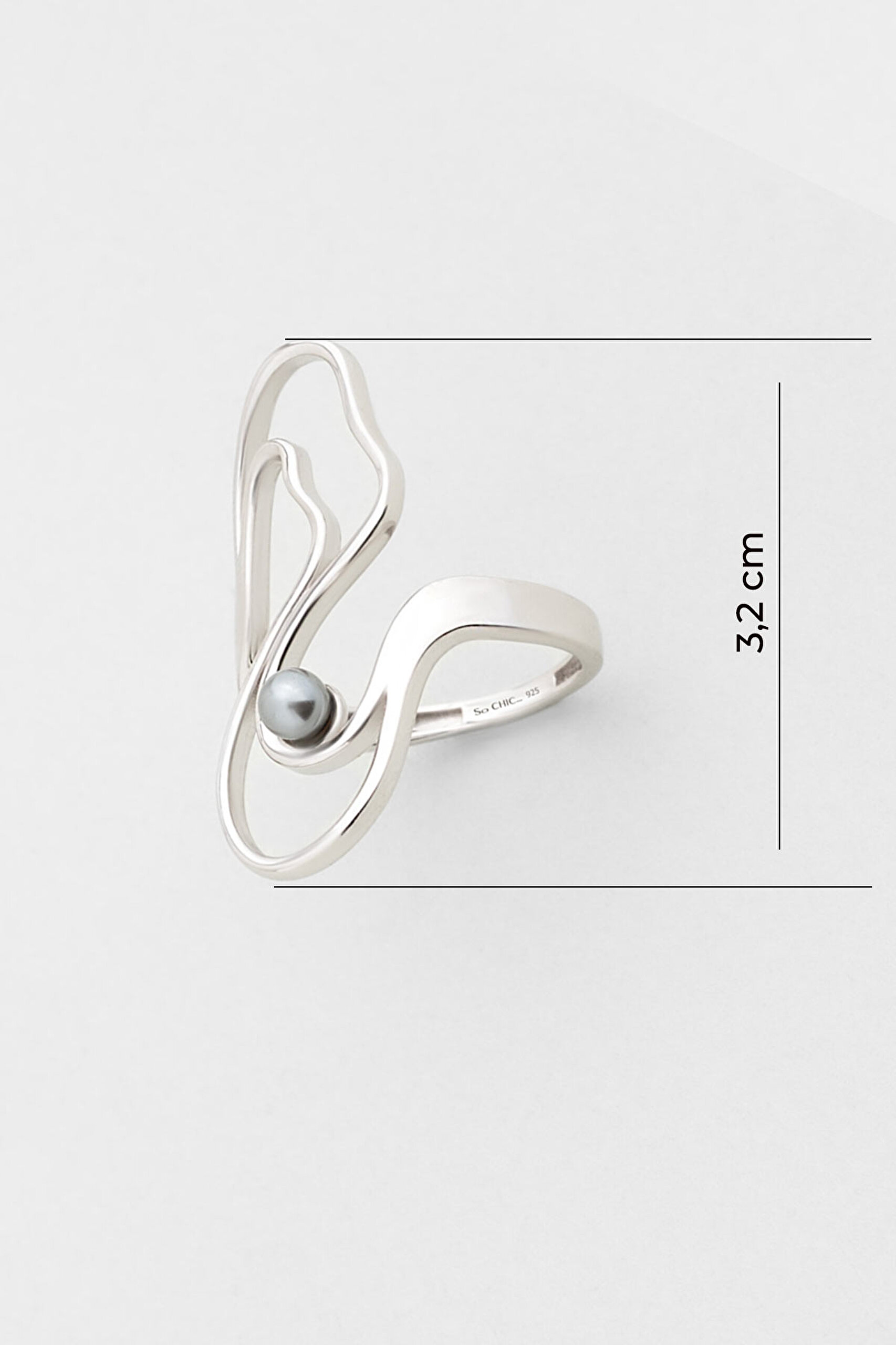 ⁠ Mirabella 18 Ayar Beyaz Altın Kaplama Gümüş İnci Yüzük_2}