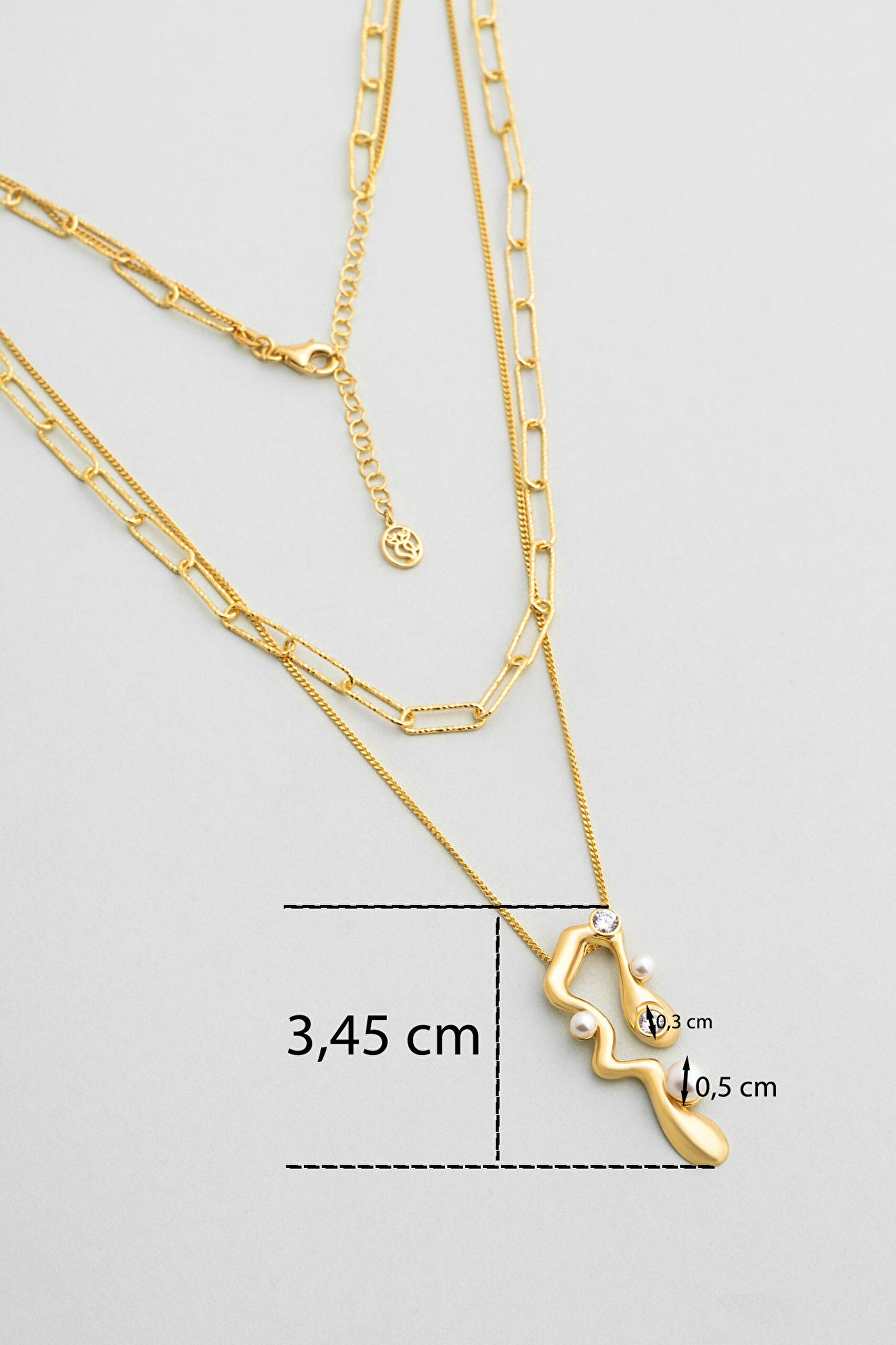 ⁠ Beatriz 18 Ayar Sarı Altın Kaplama 47 Cm Gümüş İnci Kolye_2}