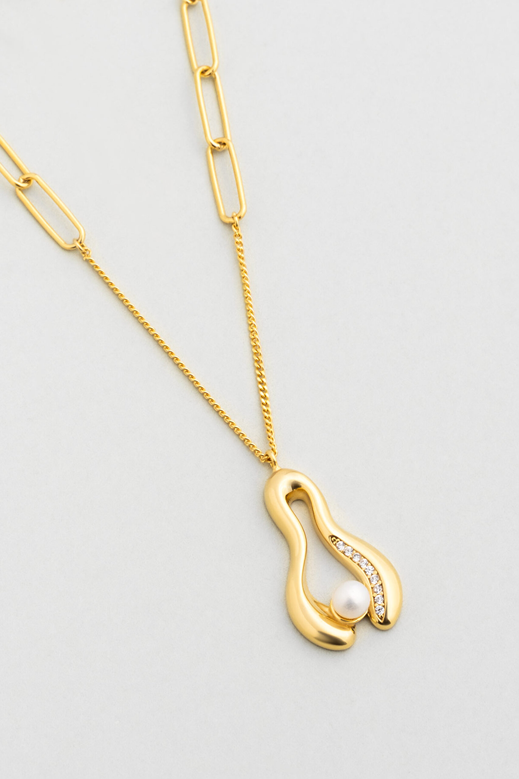 ⁠ Mariana 18 Ayar Sarı Altın Kaplama 44 Cm Gümüş İnci Kolye_4}