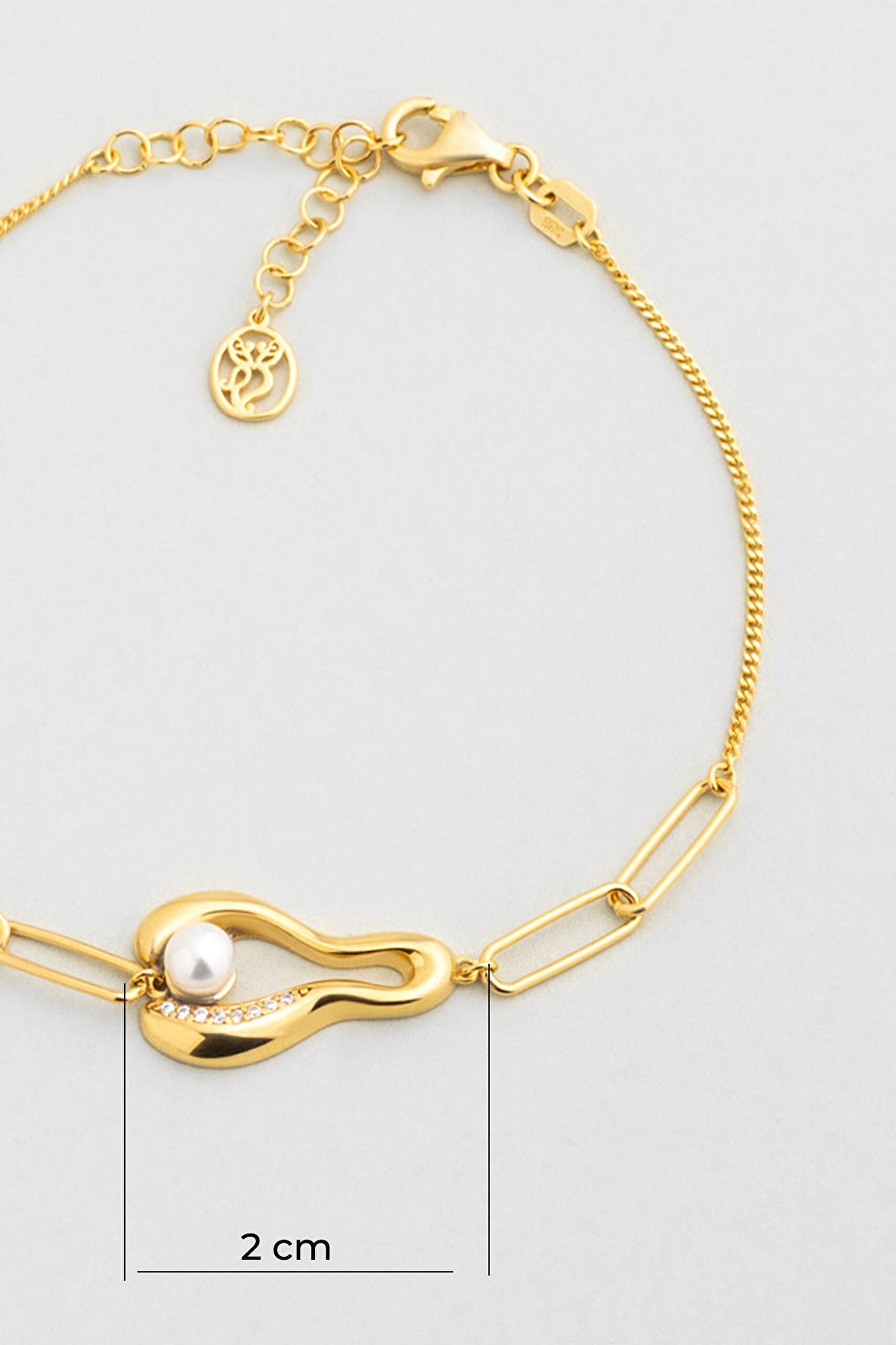 ⁠ Mariana 18 Ayar Sarı Altın Kaplama 19 Cm Gümüş İnci Bileklik_2}