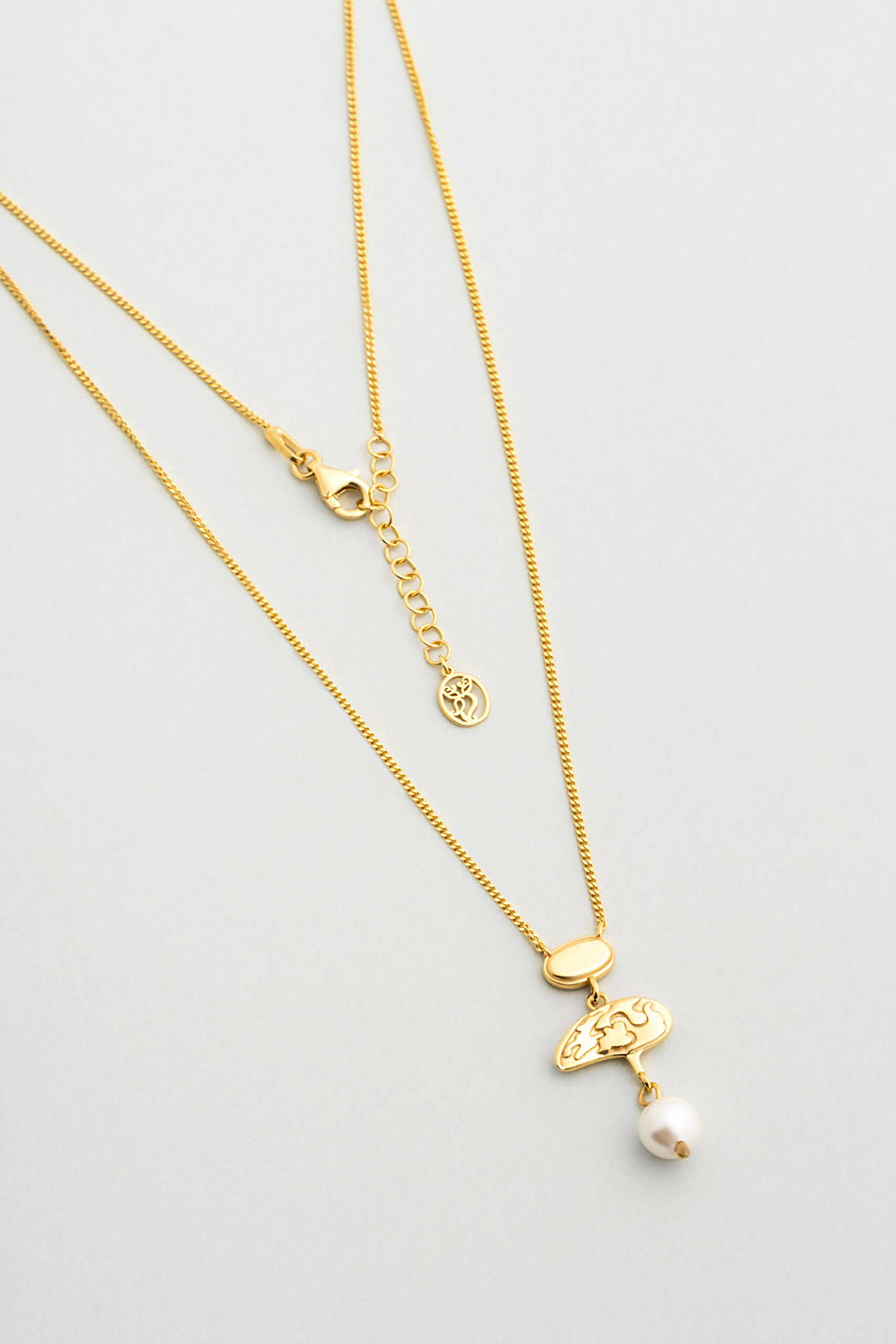 ⁠ Lucia 18 Ayar Sarı Altın Kaplama 46 Cm Gümüş İnci Kolye_0}