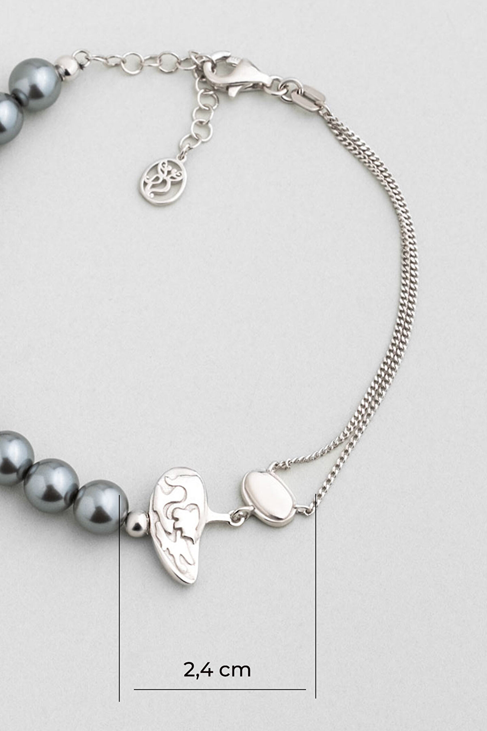 ⁠ Lucia 18 Ayar Beyaz Altın Kaplama 19 Cm Gümüş İnci Bileklik_2}