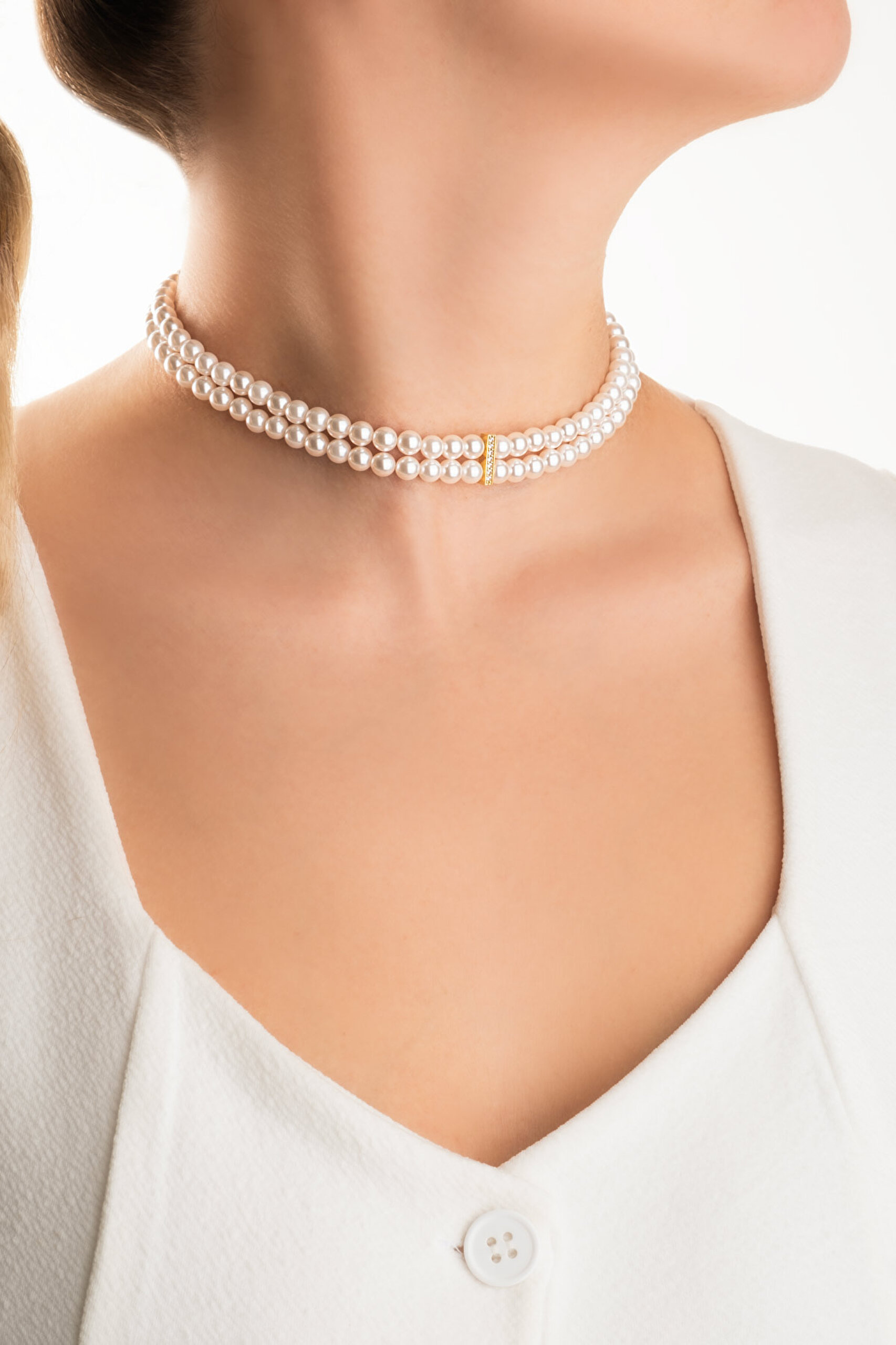 ⁠ Belinda 18 Ayar Sarı Altın Kaplama 39 Cm Gümüş İnci Kolye_0}