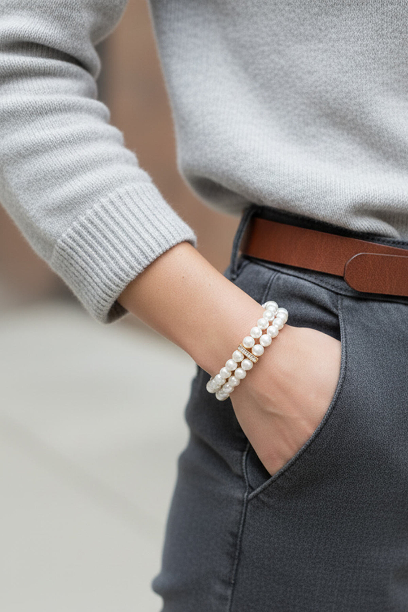 ⁠ Belinda 18 Ayar Sarı Altın Kaplama 19 Cm Gümüş İnci Bileklik_4}