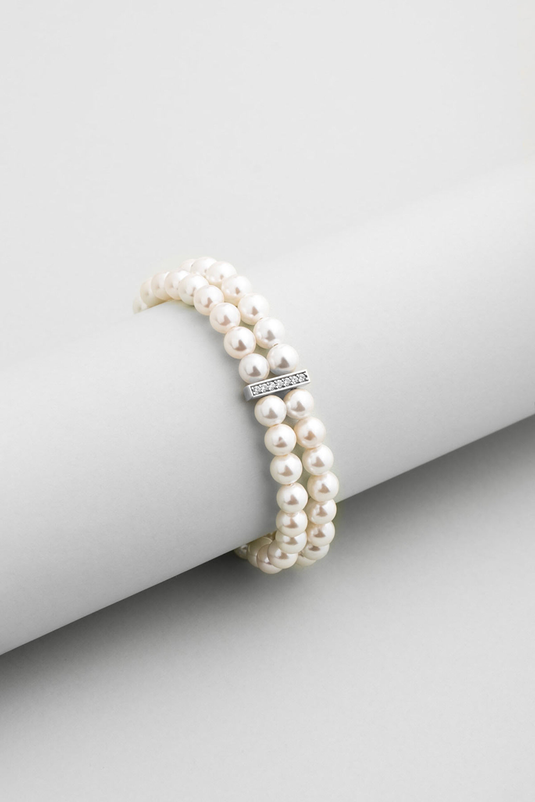 ⁠ Belinda 18 Ayar Beyaz Altın Kaplama 19 Cm Gümüş İnci Bileklik_0}